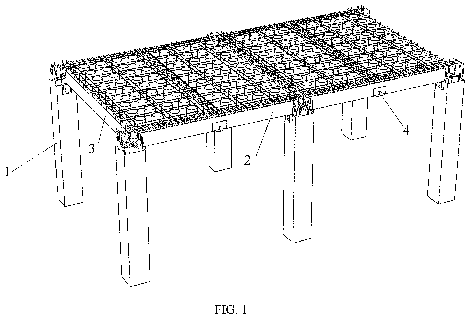 Patent US12312795 — Beam-slab integrated prefabricated waffle slab structure and construction method thereof — Figure 1