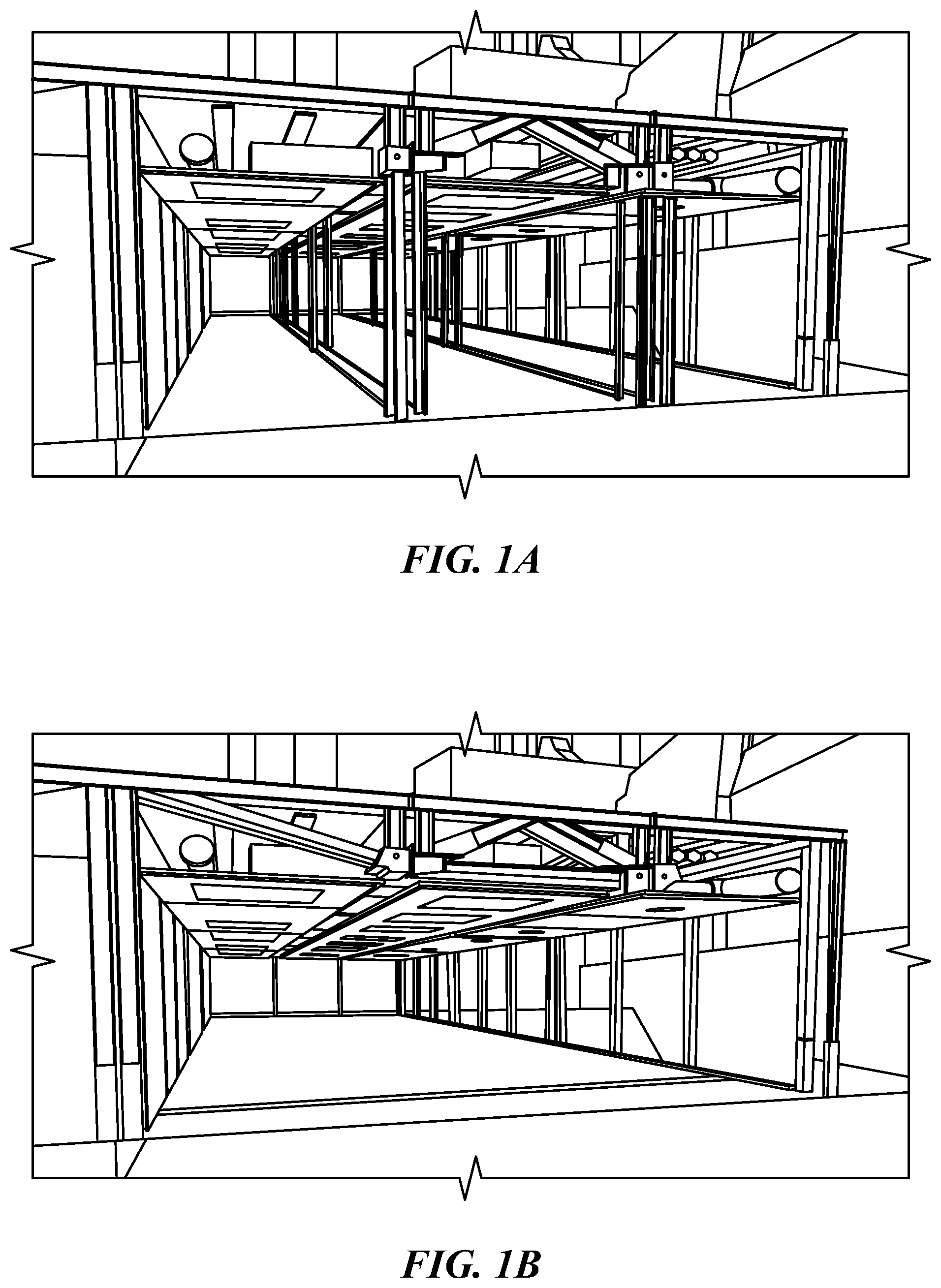 Patent US12312797 — System and methods employing prefabricated volumetric construction modules including transforming truss elements — Figure 1