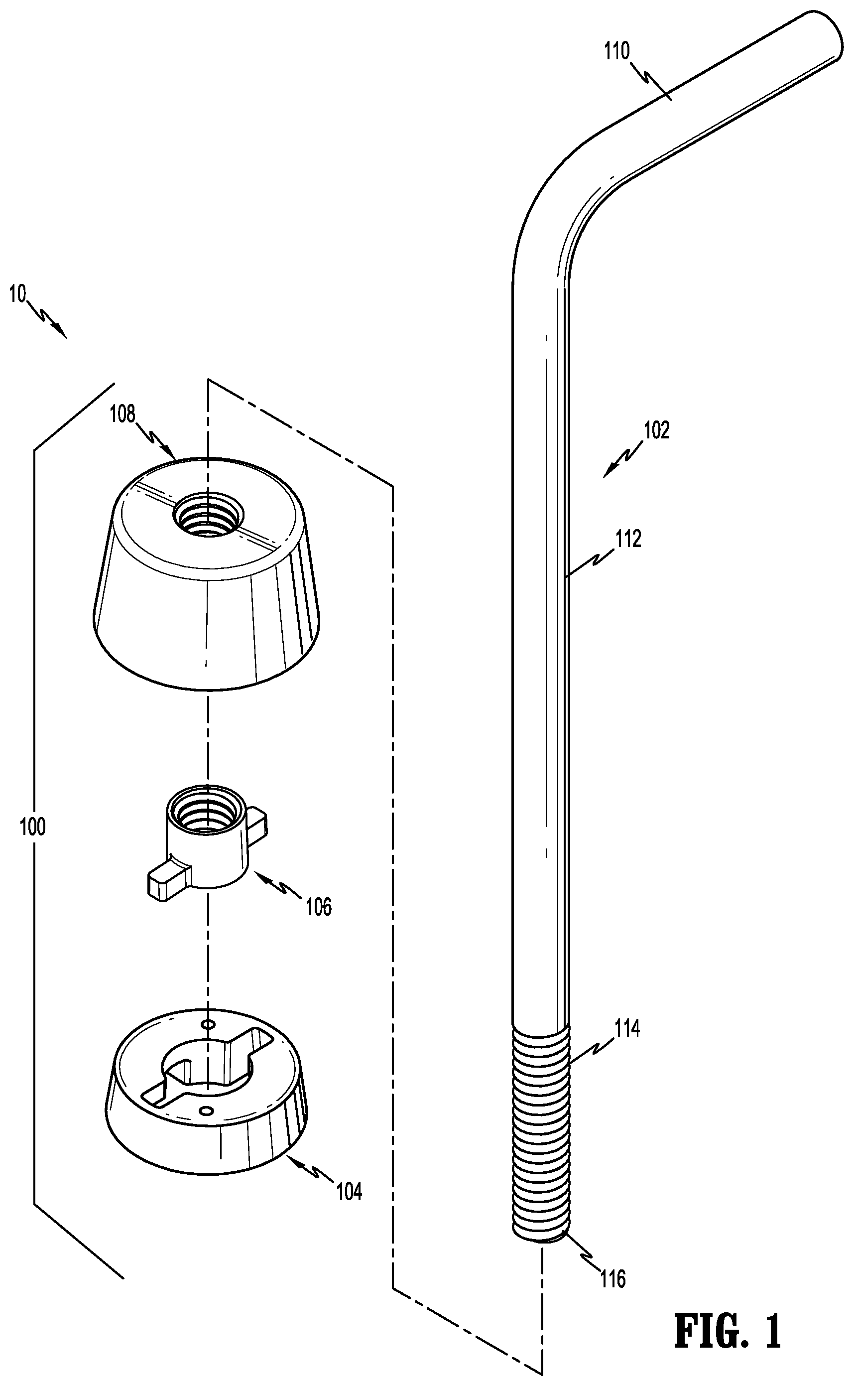 Patent US12312822 — Construction anchor apparatus and system and methodology of use — Figure 1