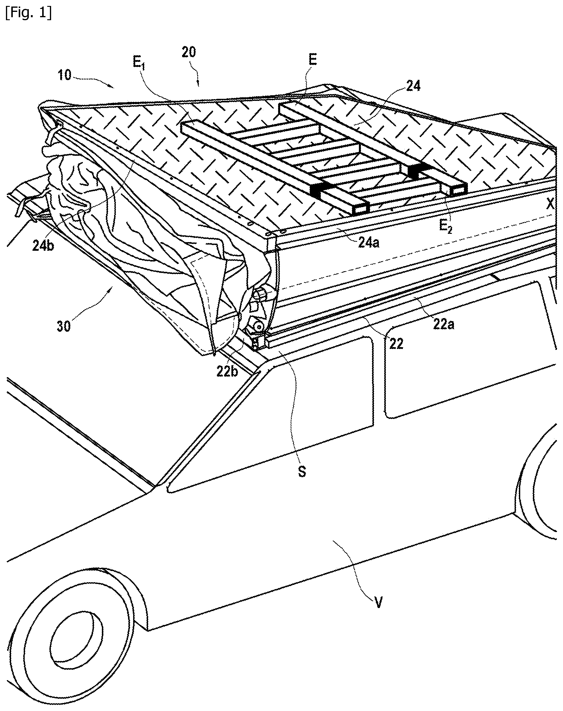 Patent US12312824 — Tent equipped with a deployable canopy — Figure 1