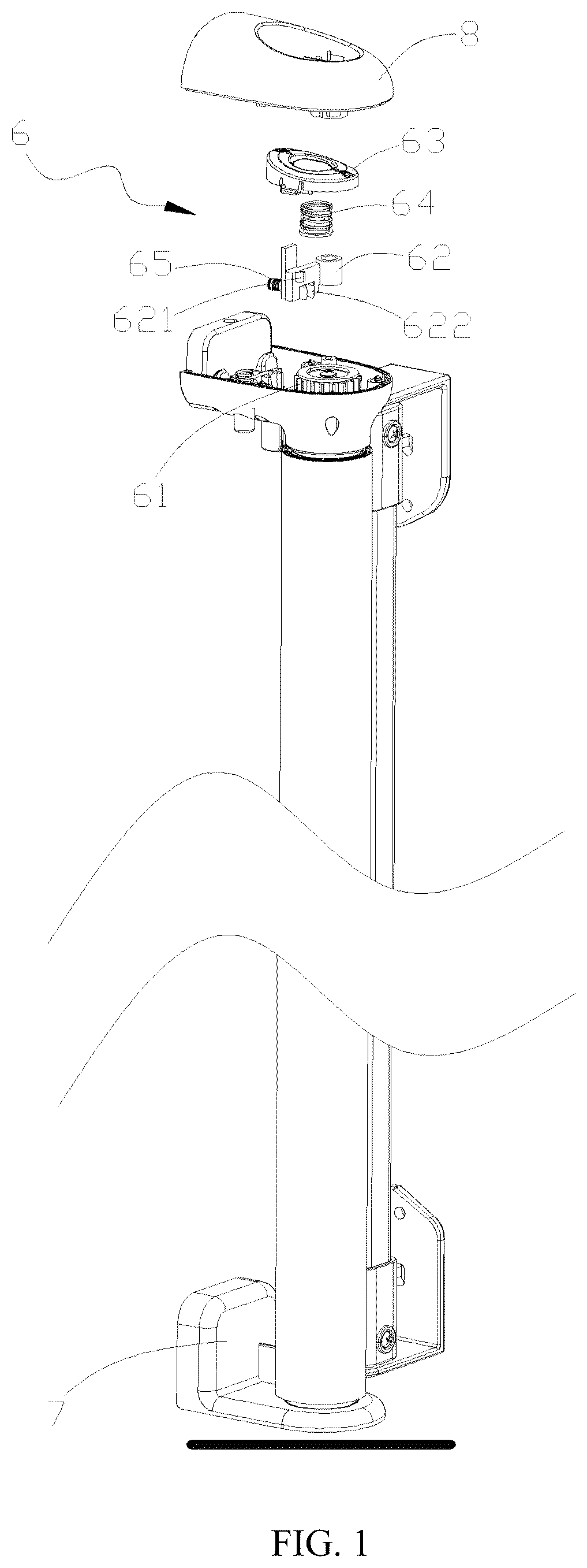 Patent US12312860 — Door guardrail without exposed support rods — Figure 1