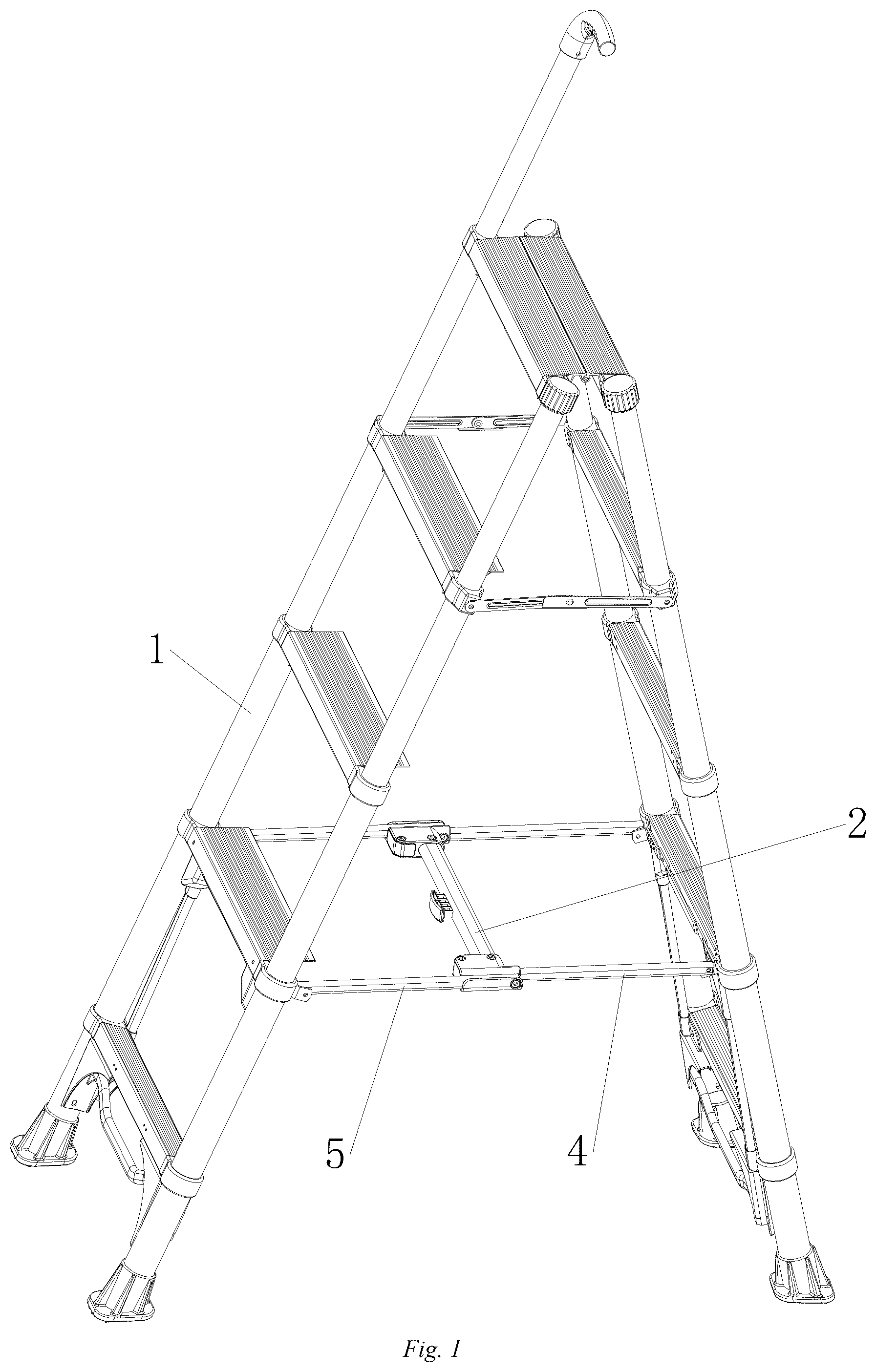 Patent US12312864 — Connecting rod stabilizing structure for herringbone ladder — Figure 1