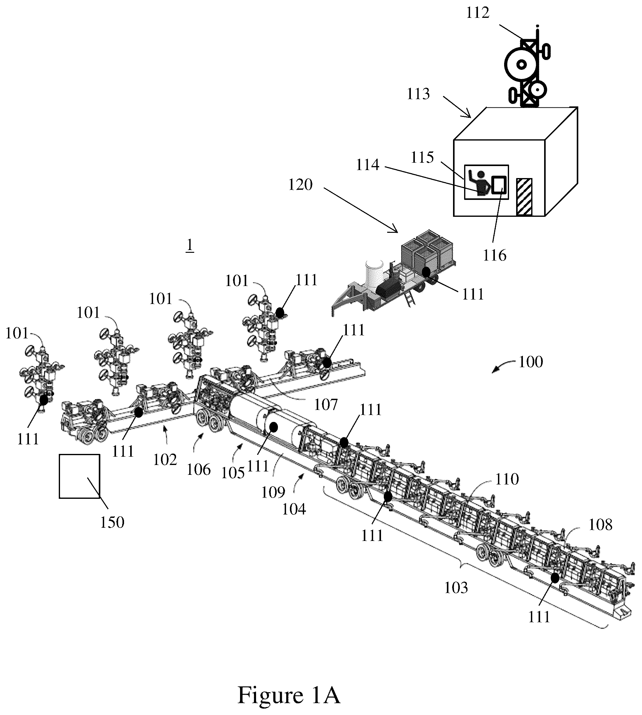 Patent US12312929 — System and method for an automated and intelligent frac pad — Figure 1