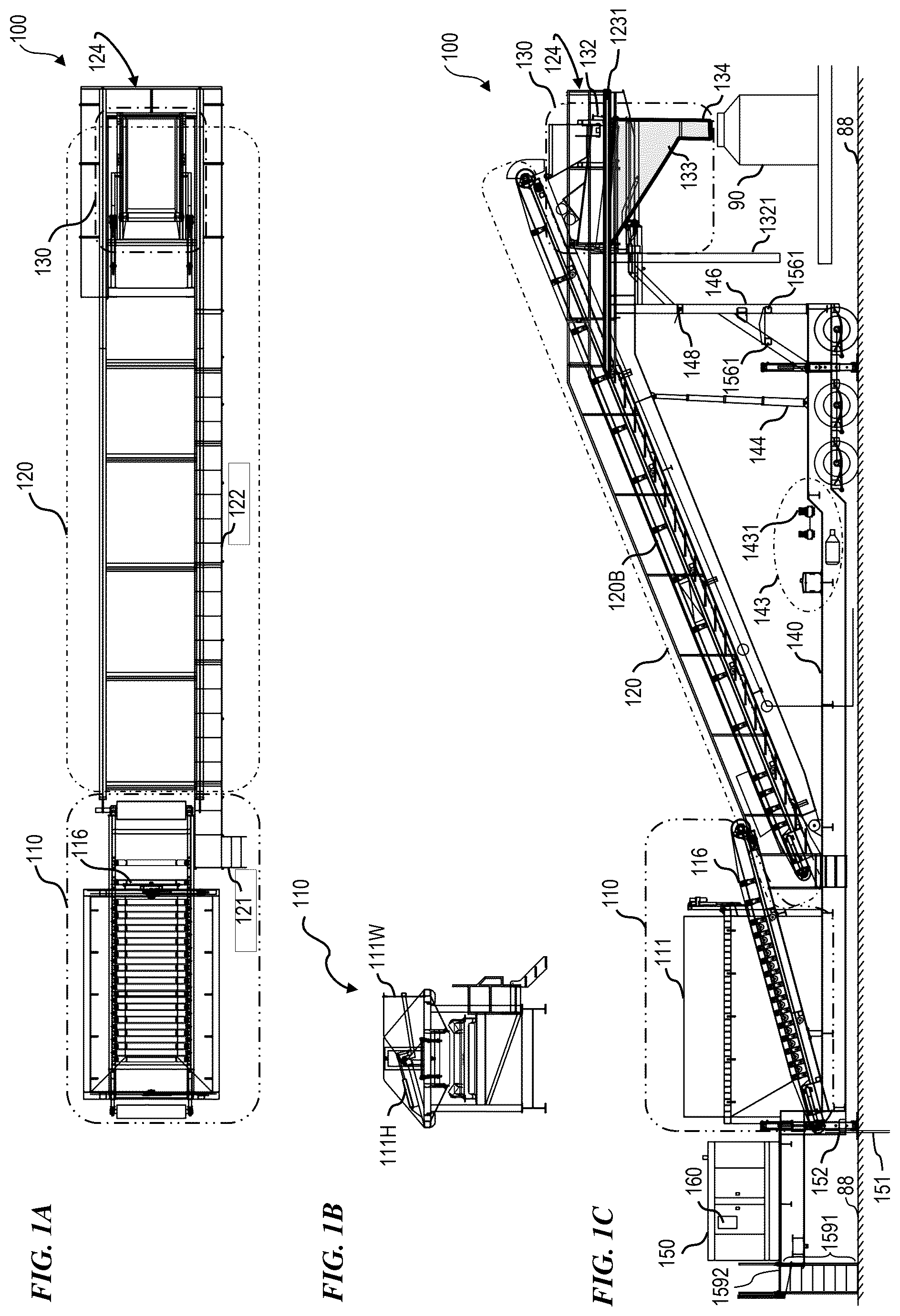 Patent US12312931 — Trailer-integrated self-contained frac-sand system and method with safety features — Figure 1