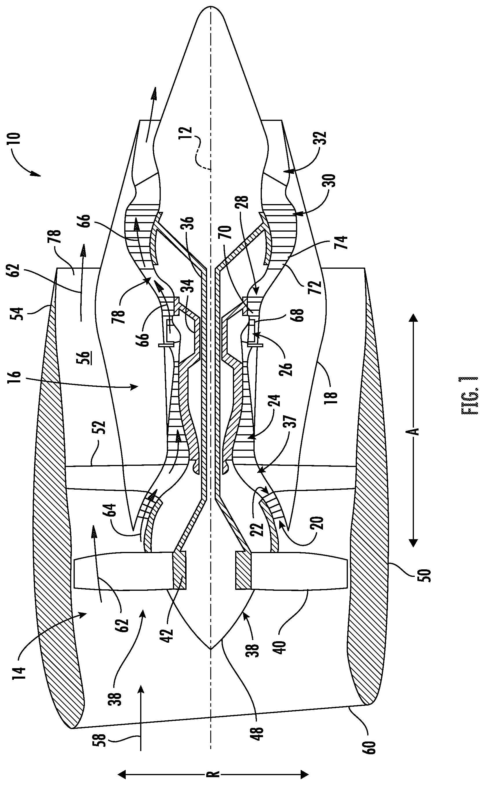 Patent US12312969 — Airfoils for turbofan engines — Figure 1