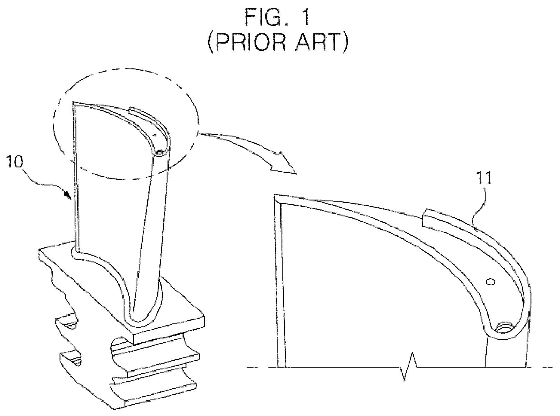 Patent US12312976 — Gas turbine blade having shelf squealer tip — Figure 1