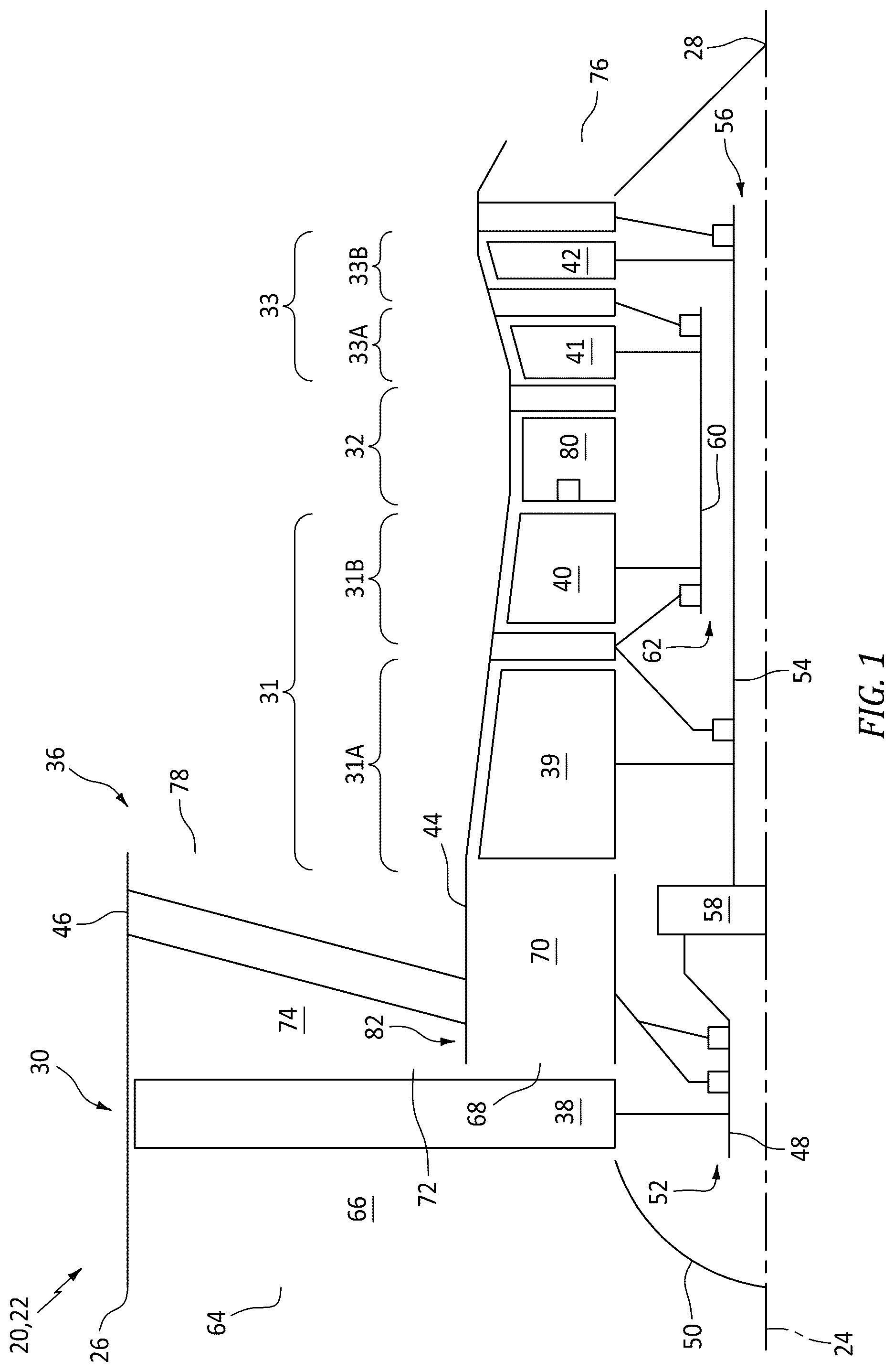 Patent US12312998 Figure 1 – Actuatable airflow splitter for an aircraft powerplant