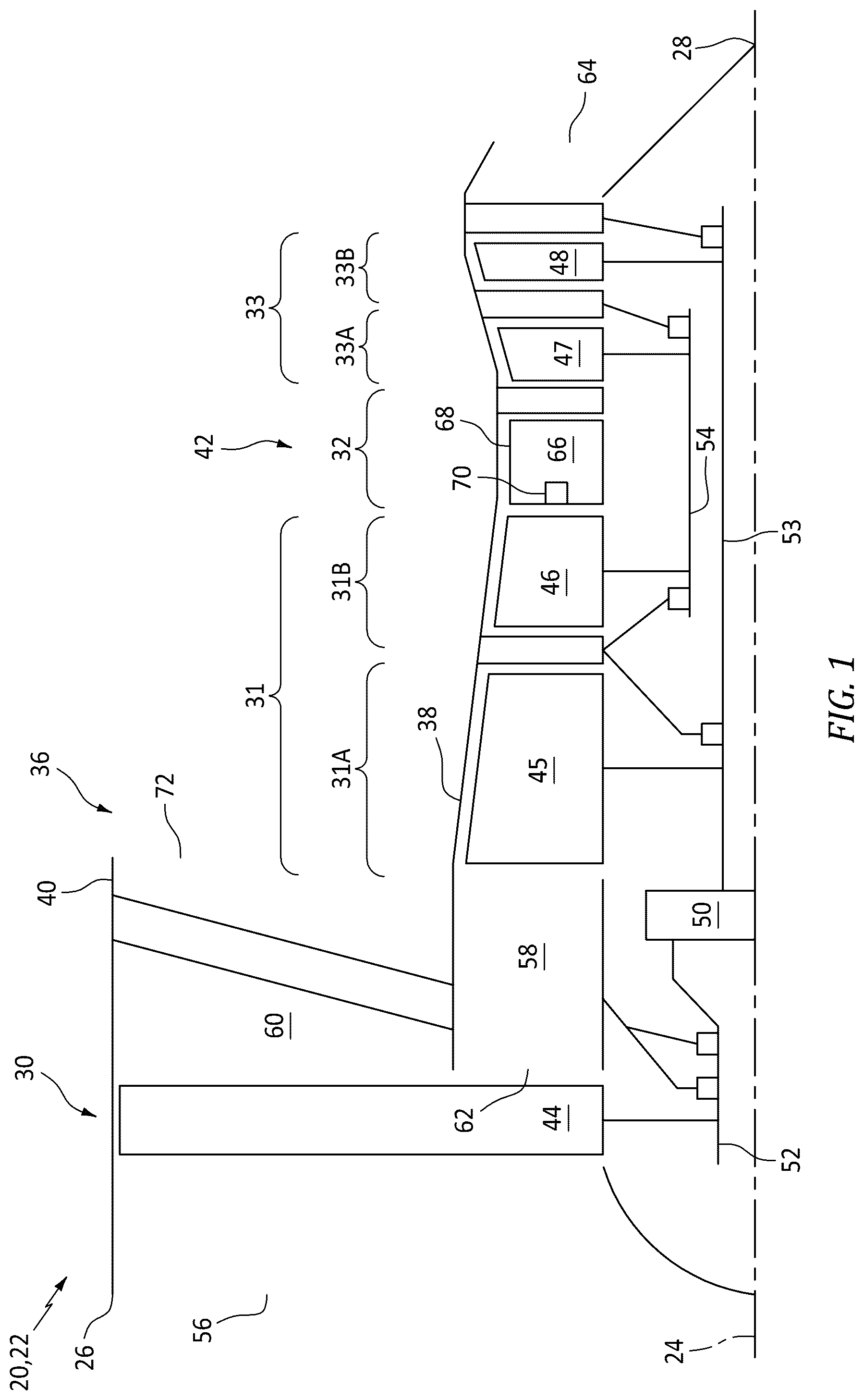 Patent US12313000 — Separating airflows within a turbine engine — Figure 1