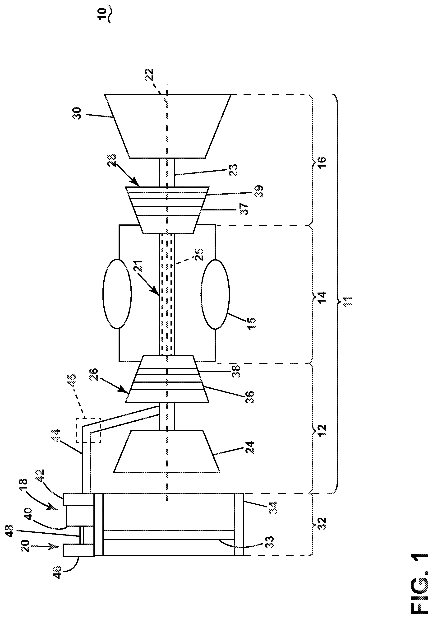 Patent US12313006 — Turbine engine including an air turbine starter — Figure 1
