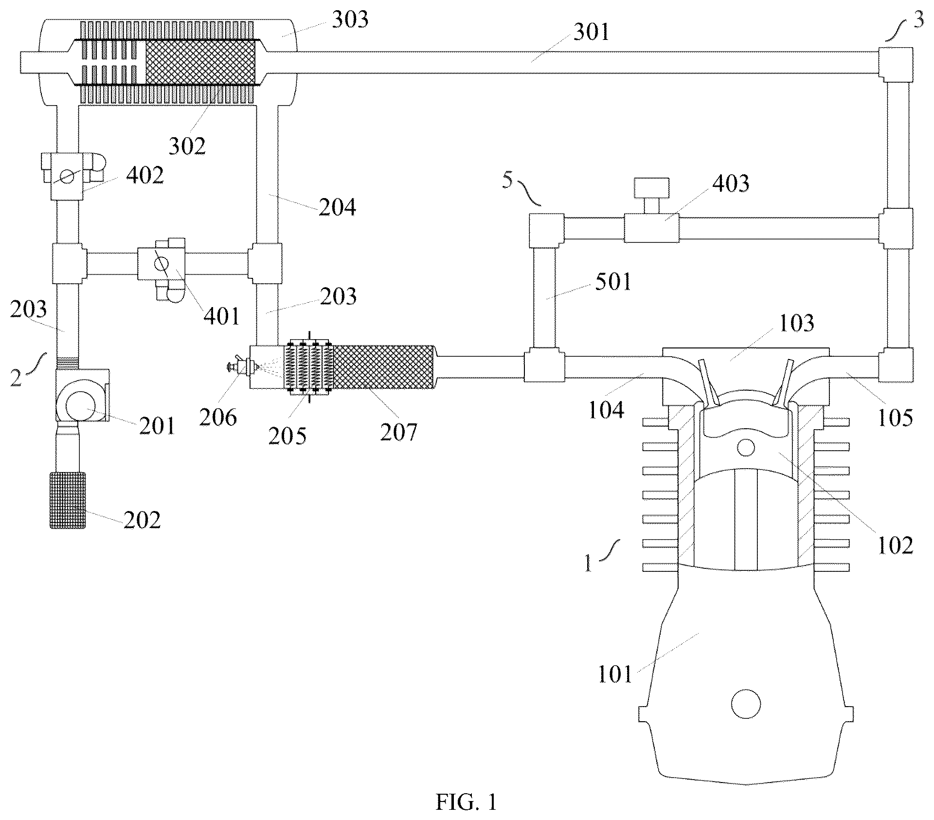 Patent US12313015 — Internal combustion engine with external circulation system and working method thereof — Figure 1