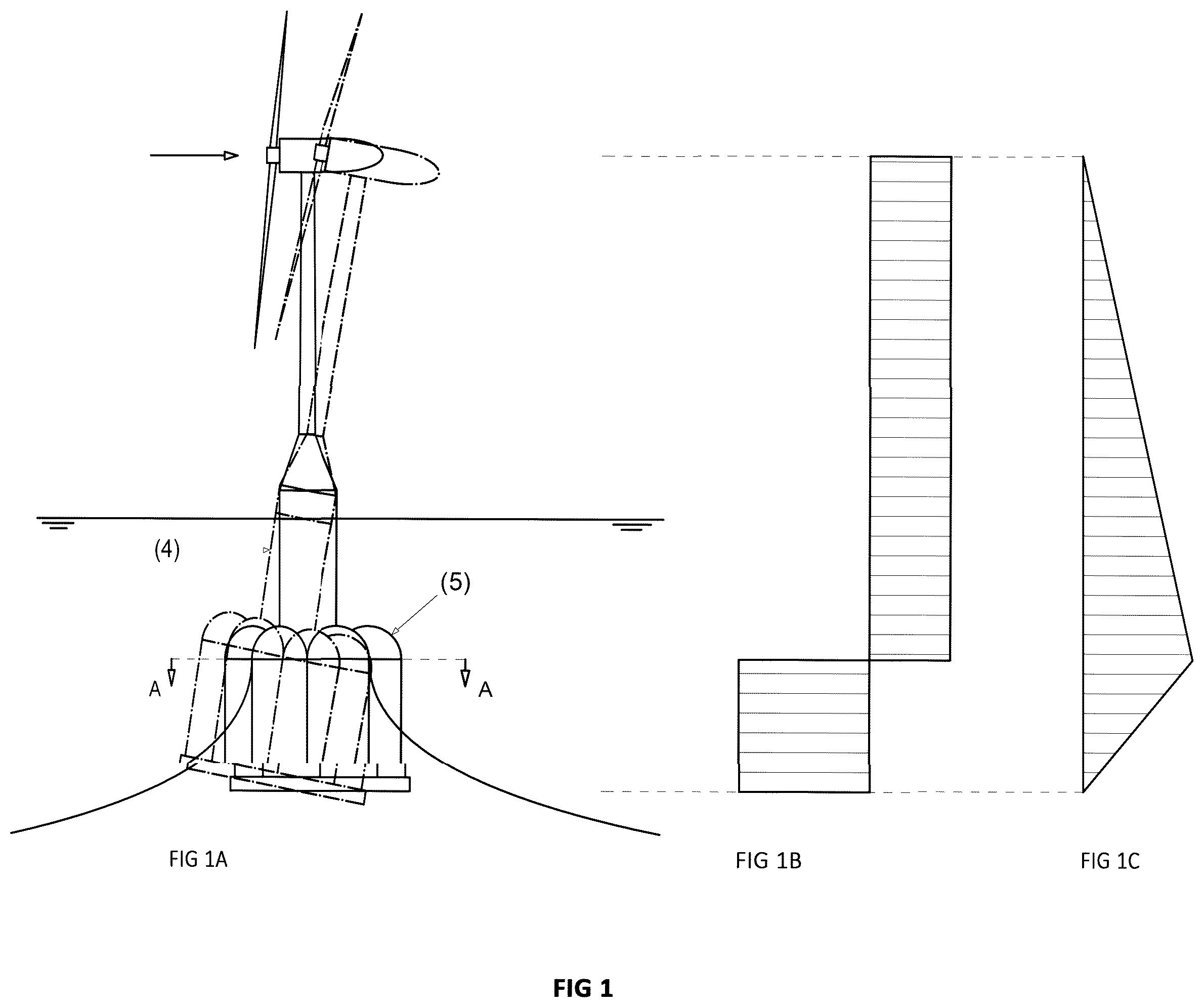 Patent US12313034 — Floating reinforced concrete platform applicable to the marine wind power sector industry — Figure 1