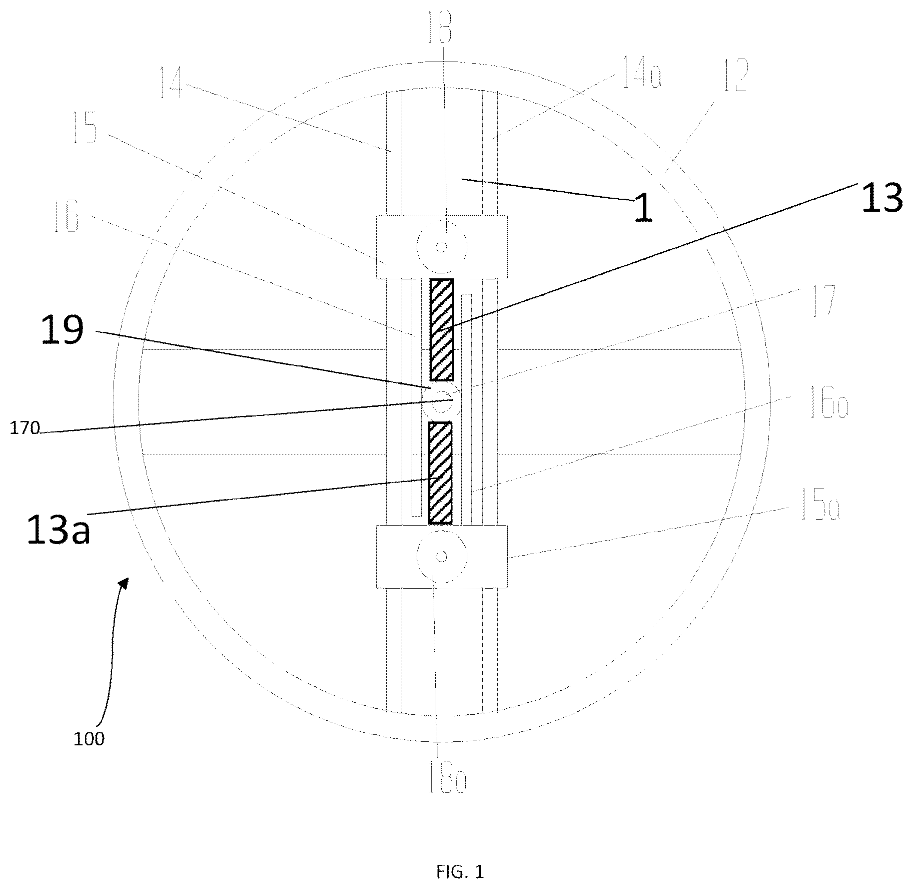 Patent US12313043 Figure 1 – Gravitational-to-kinetic energy converter