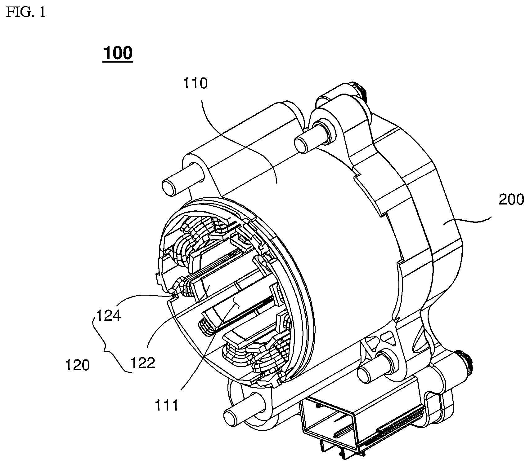 Patent US12313049 — Motor and position sensing arrangement — Figure 1