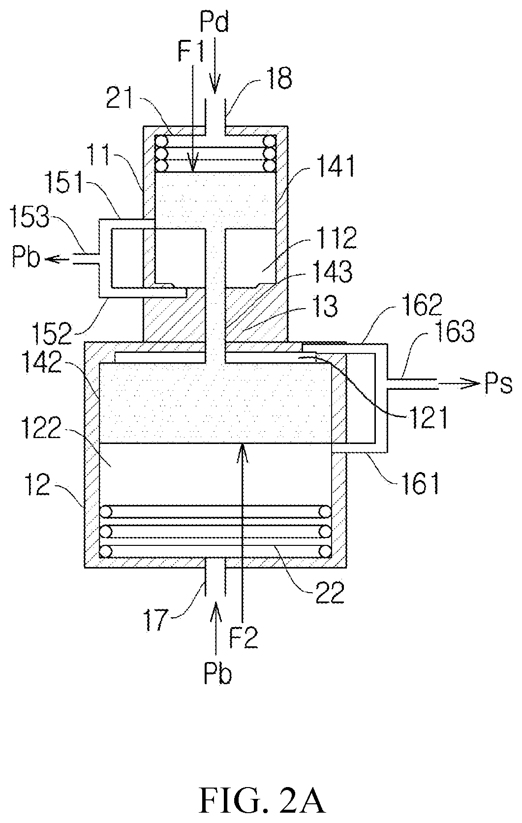Patent US12313065 Figure 2 – Back pressure regulating valve and an electric type of a scroll compressor with the same