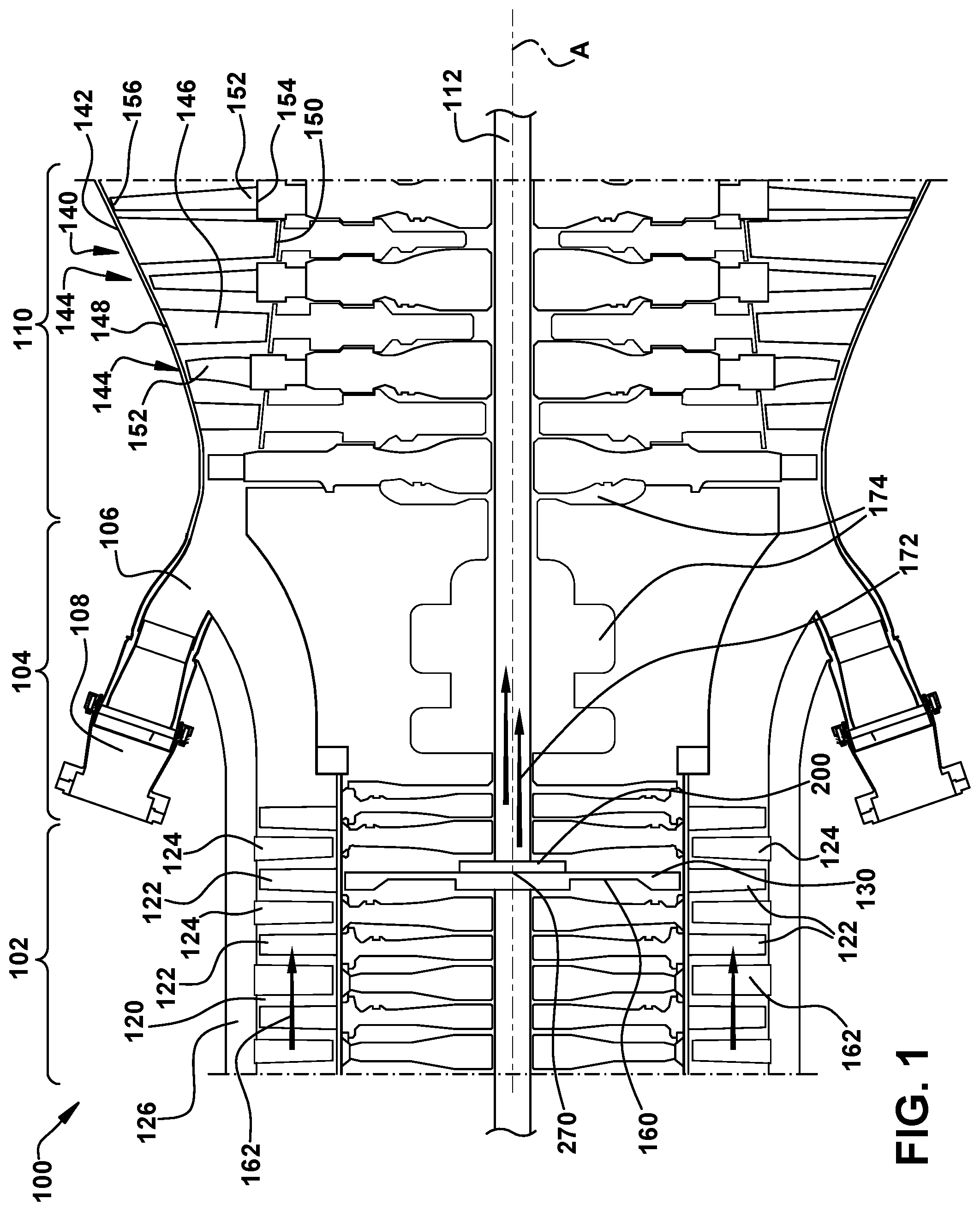 Patent US12313078 — Extraction impeller for axial compressor — Figure 1