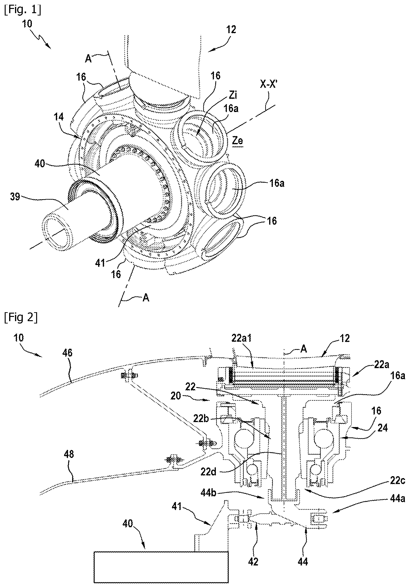 Patent US12313081 — Module for mounting a turbomachine fan blade — Figure 1