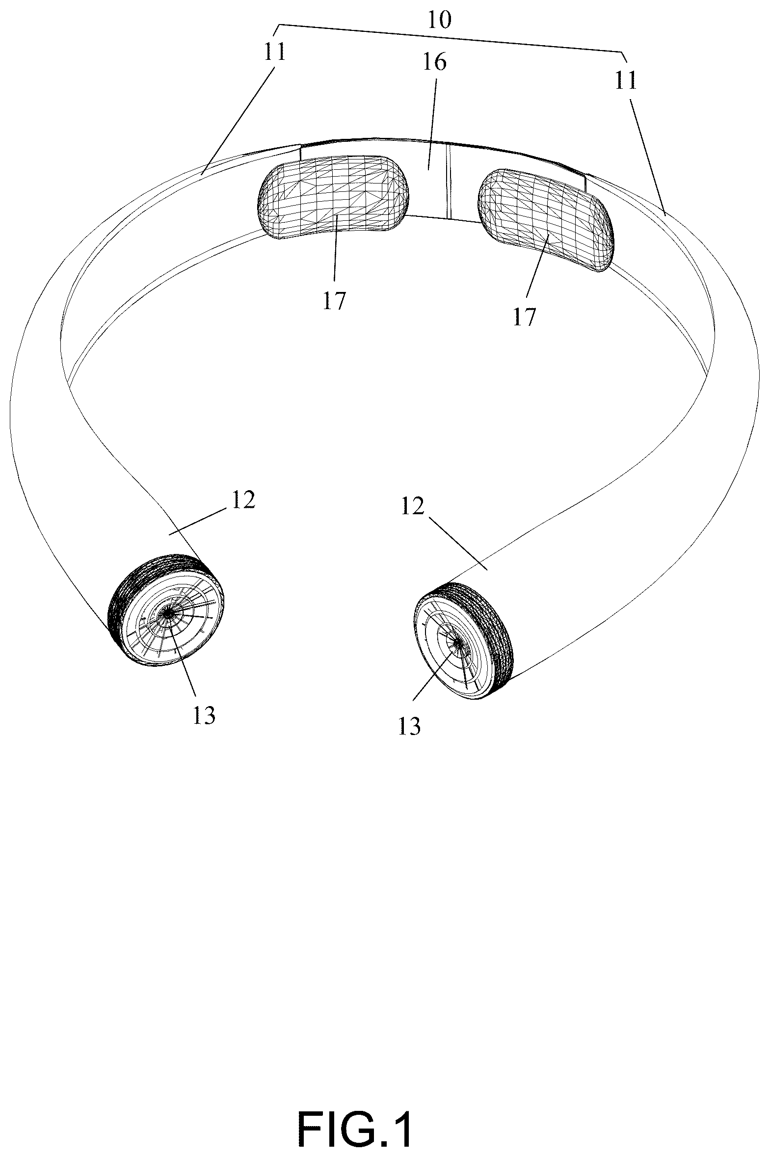 Patent US12313084 — Neck hanging fan — Figure 1
