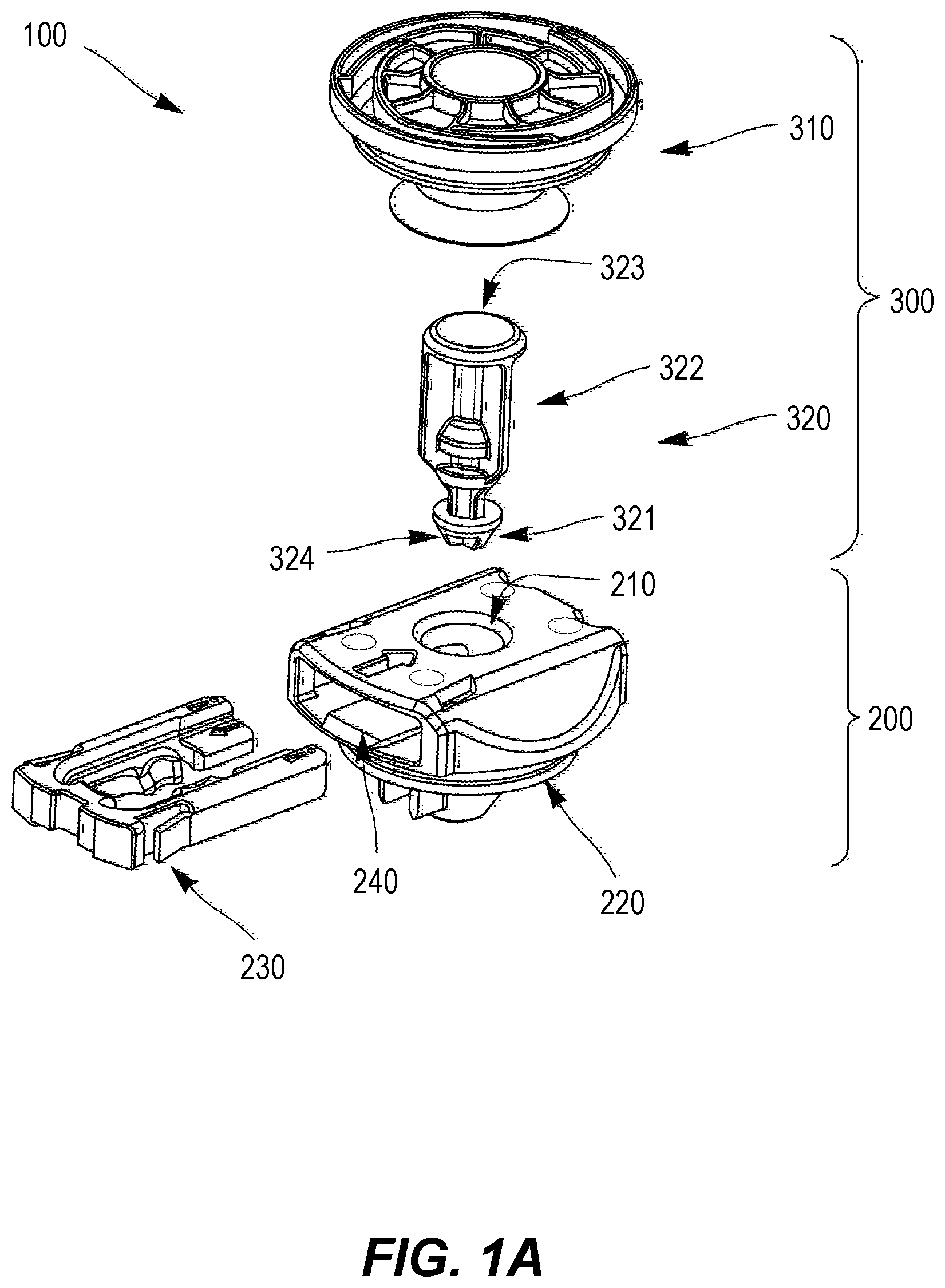 Patent US12313112 — Device for attaching a first part to a second part — Figure 1