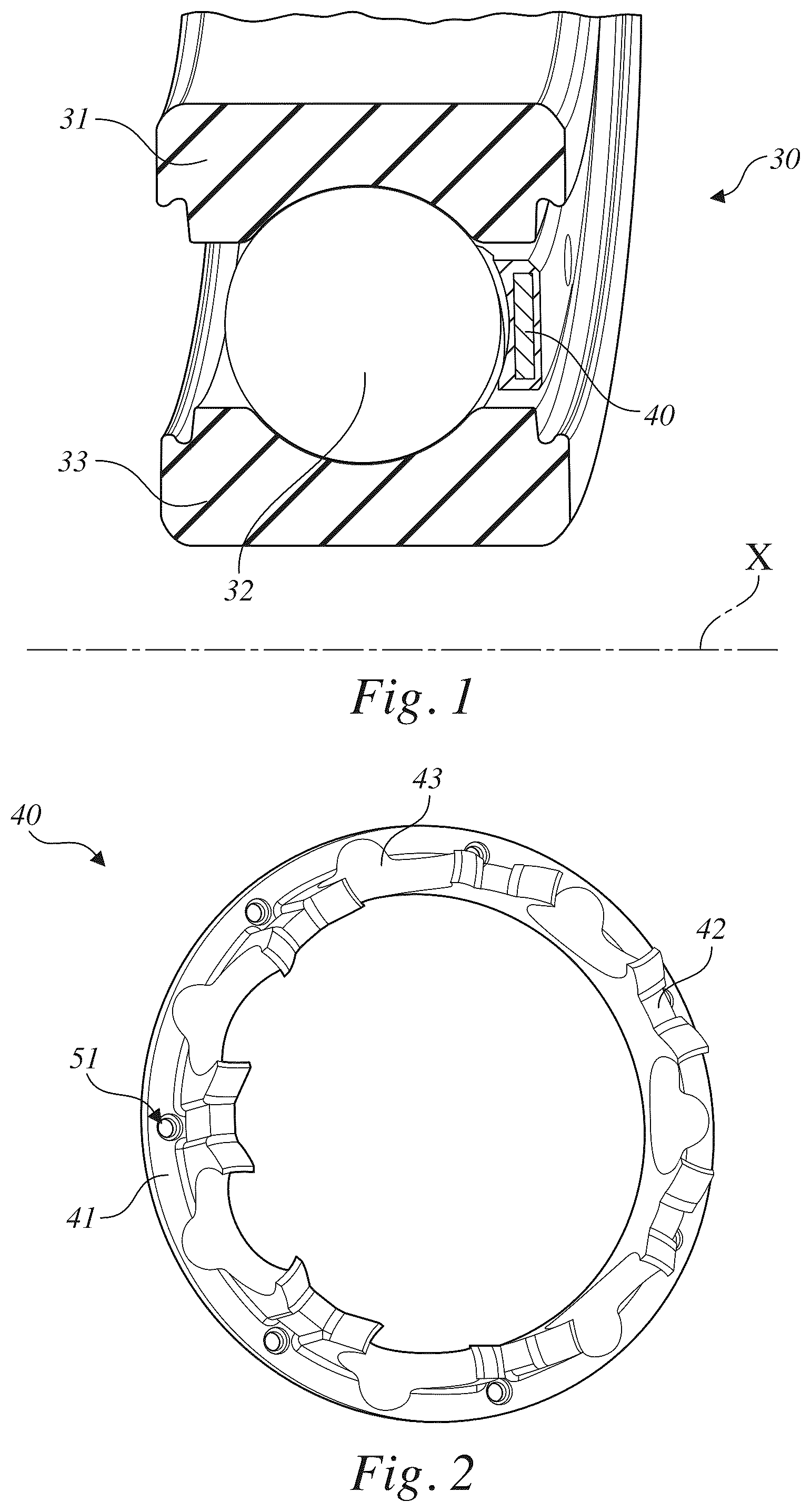 Patent US12313122 — Bearing unit with reinforced retention cage — Figure 1