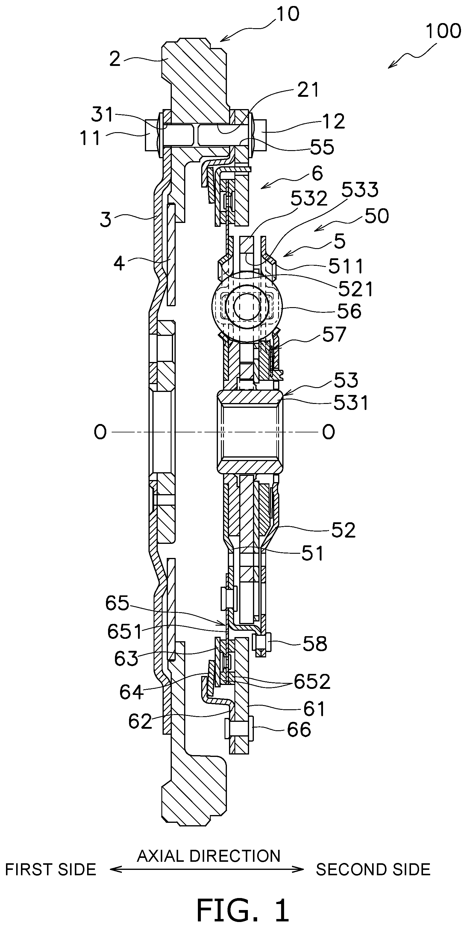 Patent US12313128 — Power transmission device — Figure 1