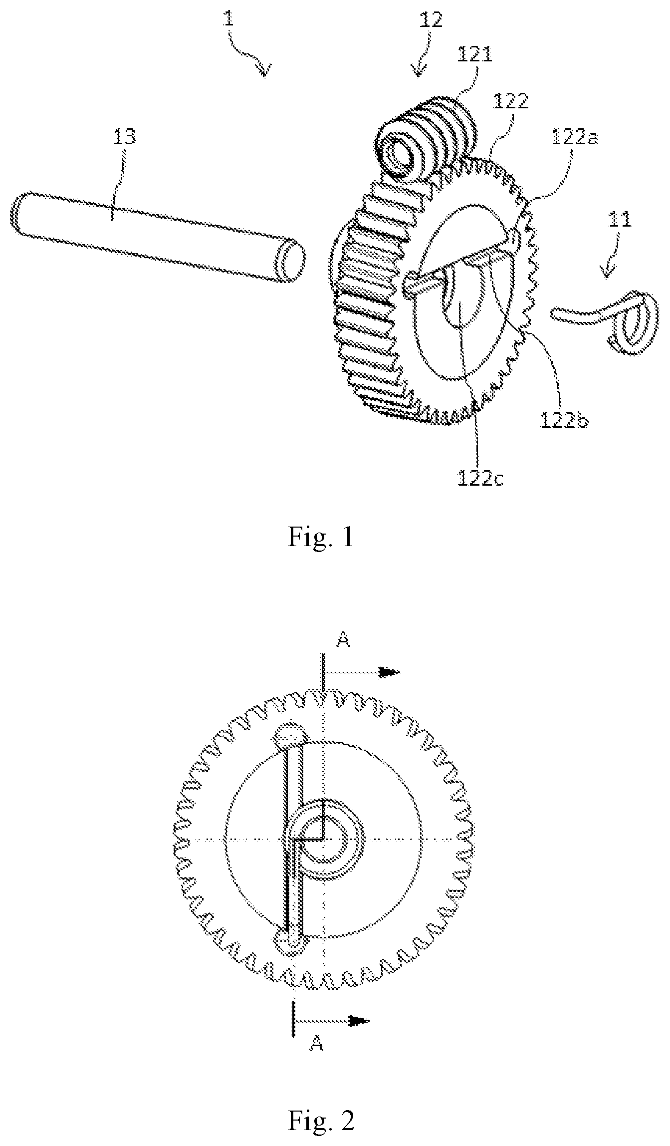 Patent US12313130 — One-way damping structure and adjusting assembly comprising one-way damping structure — Figure 1