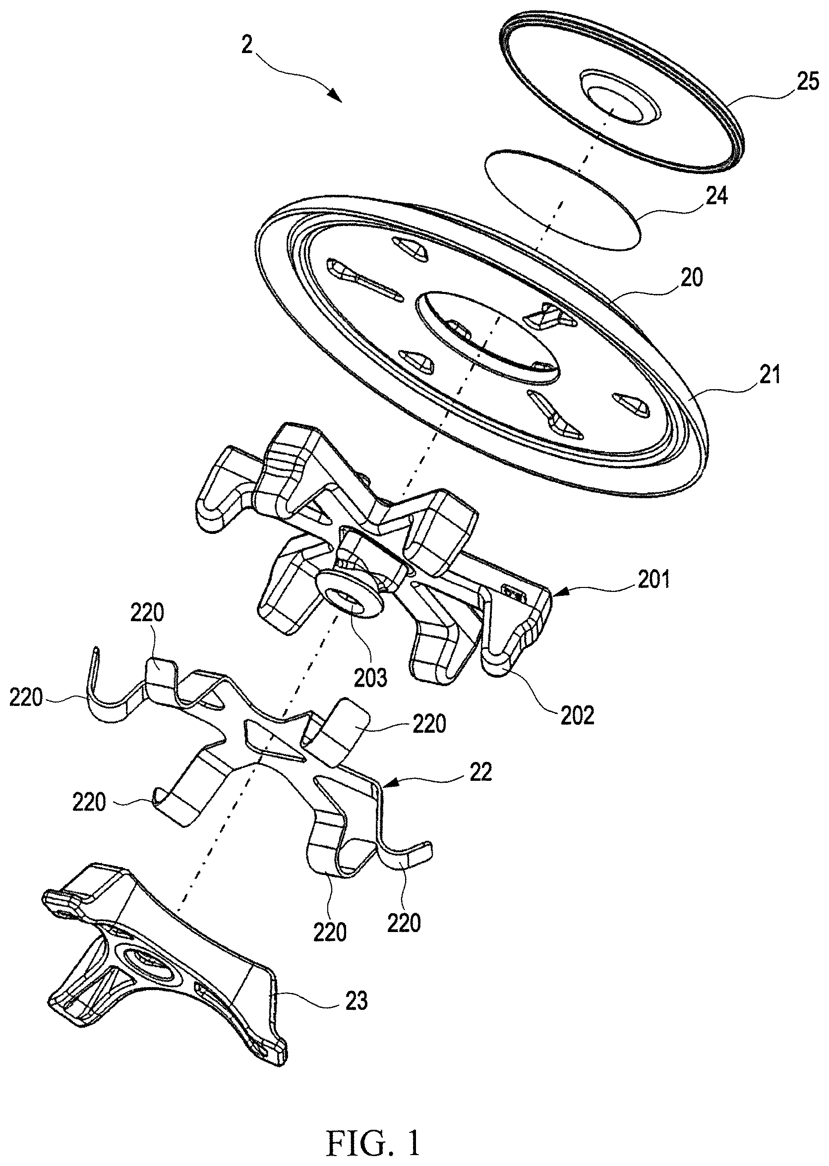 Patent US12313174 — Pressure-relief valve for reducing pressure arising in a cell-like cavity, such as a battery cell — Figure 1