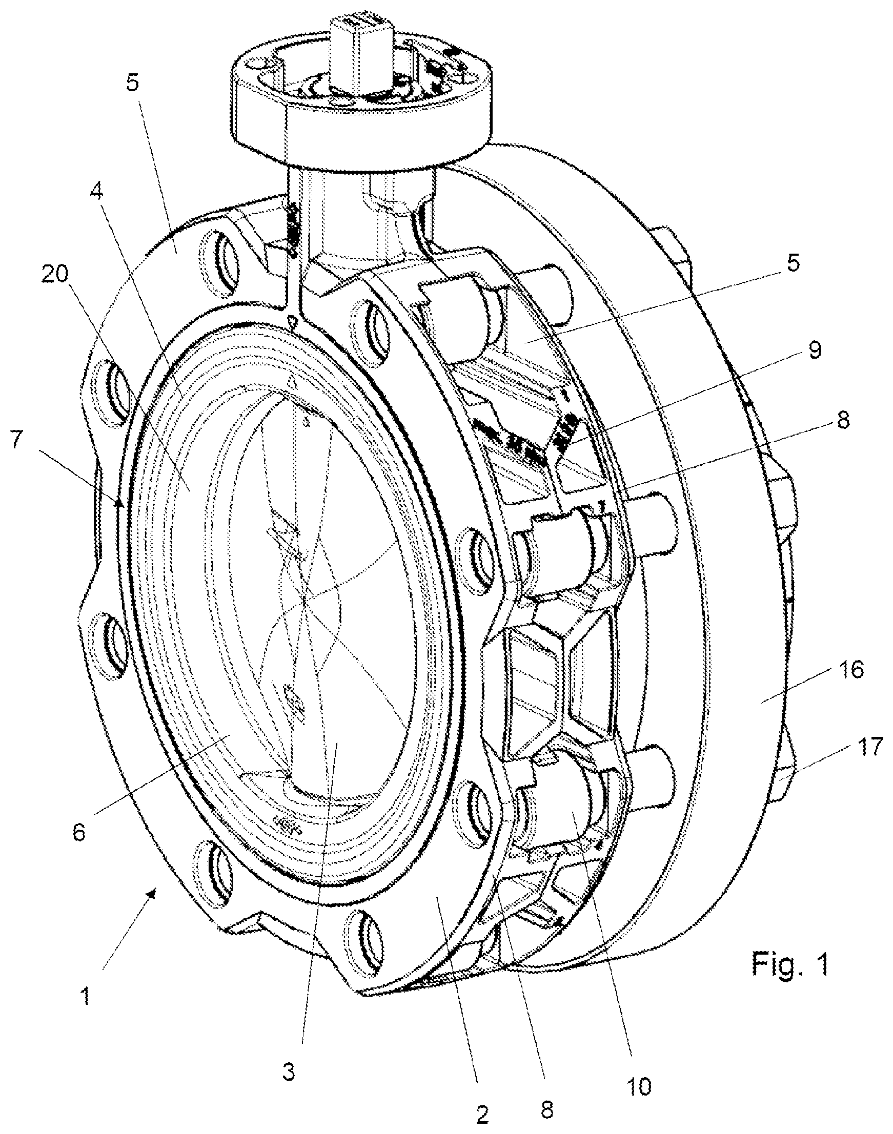 Patent US12313176 — Butterfly valve housing — Figure 1