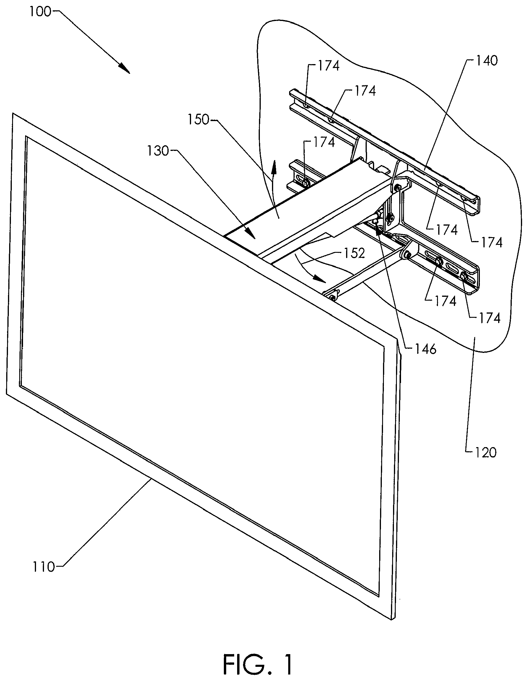Patent US12313209 Figure 1 – Motorized mounting systems for televisions
