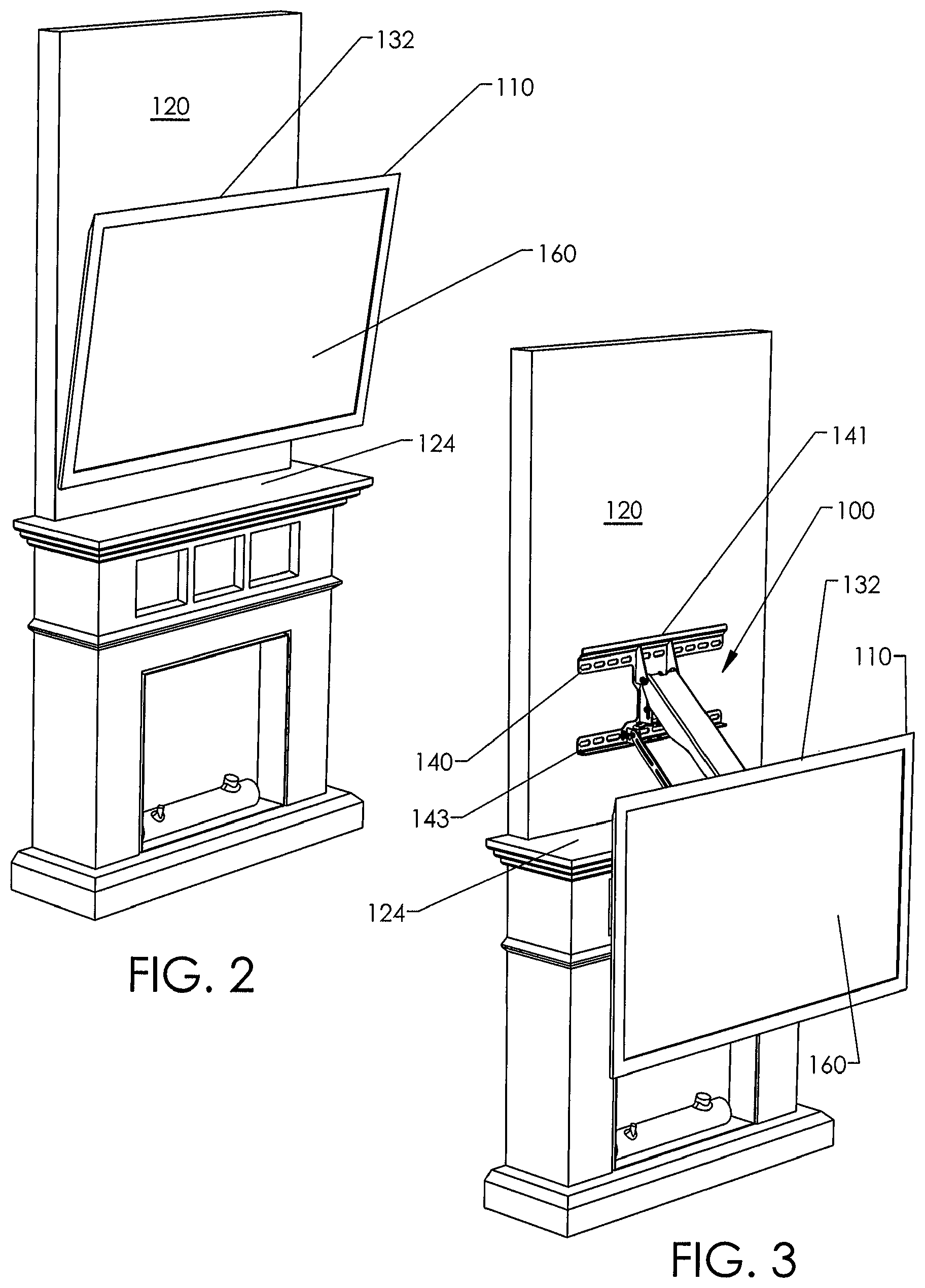 Patent US12313209 Figure 2 – Motorized mounting systems for televisions