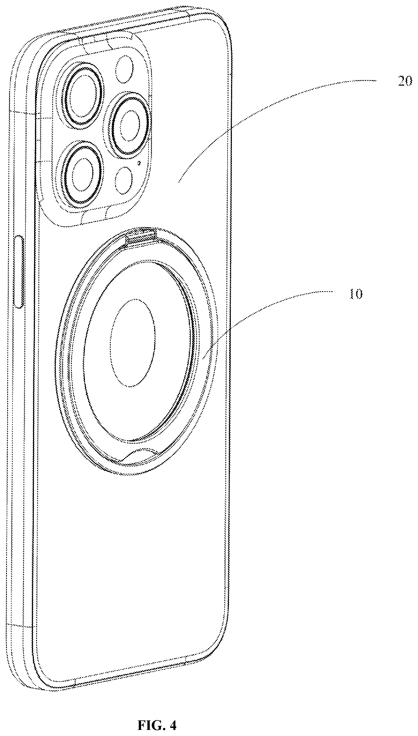 Patent US12313216 Figure 4 – Electronic device stand and protective case with electronic device stand