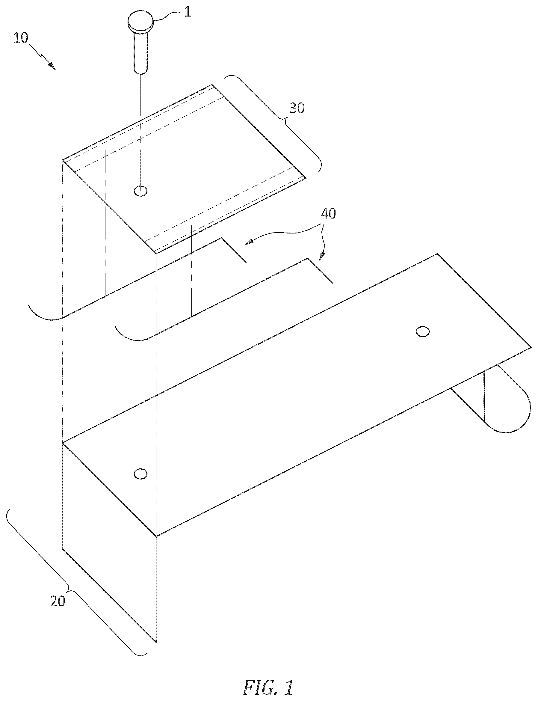 Patent US12313219 — Hanging bracket device — Figure 1