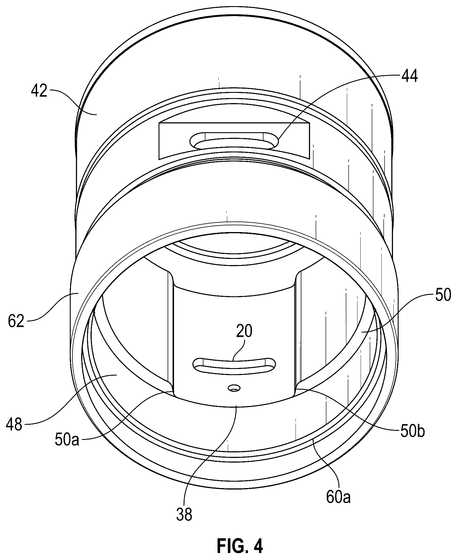 Patent US12313228 Figure 4 – Flashlight with rechargeable battery assembly