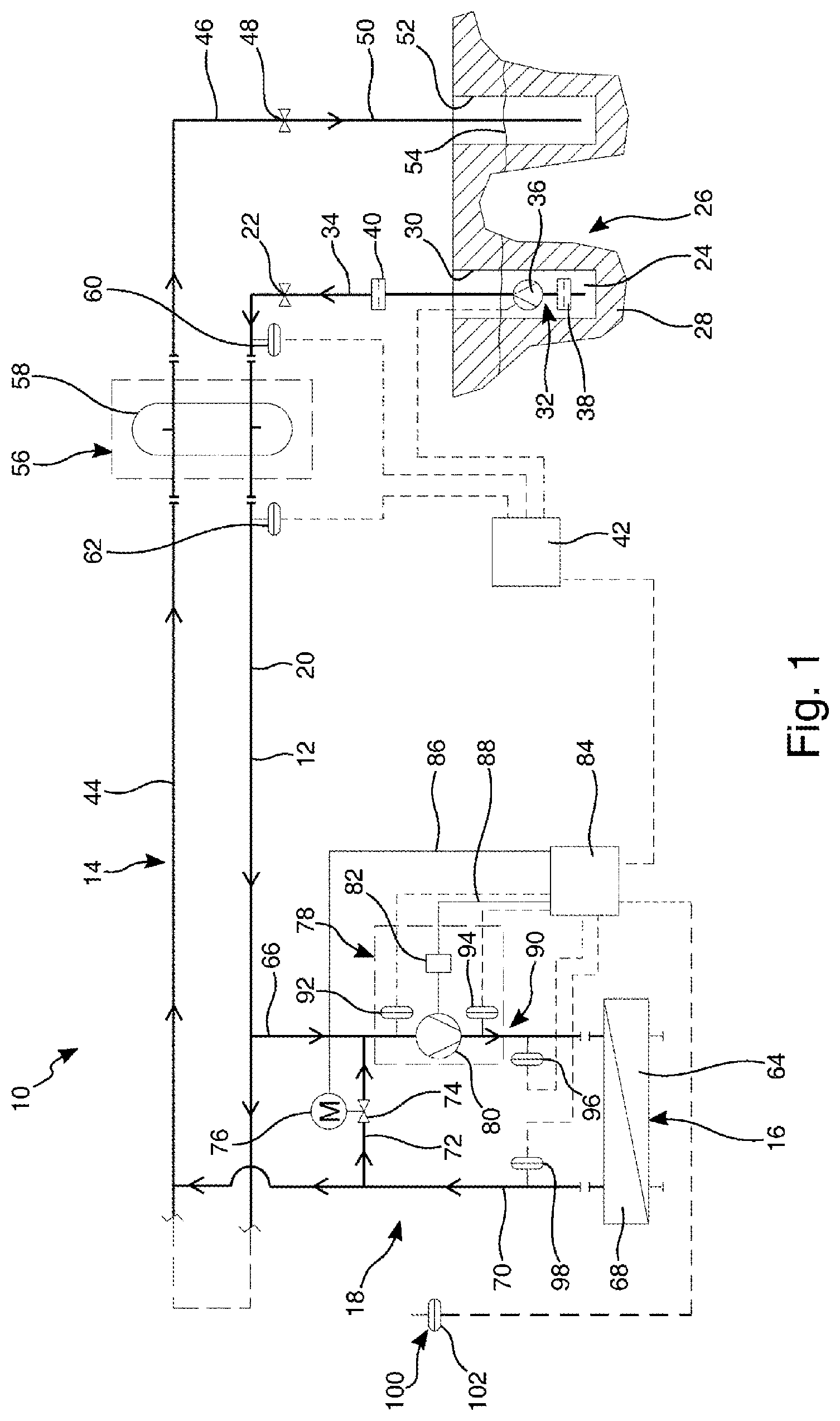 Patent US12313291 — Supply circuit for a heat transfer medium for a consumer, industrial installation and method for operating same — Figure 1