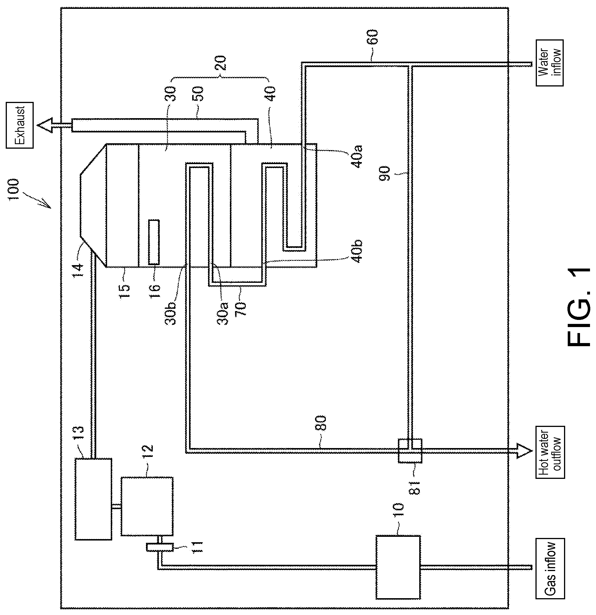 Patent US12313296 — Heat exchanger and water heater — Figure 1