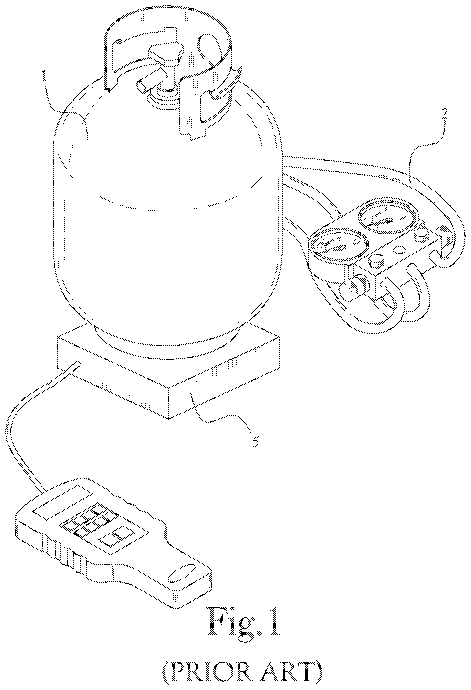 Patent US12313313 — Method for recharging a refrigerated appliance by weighing and dispensing small amounts of hydrocarbon refrigerant gases — Figure 1