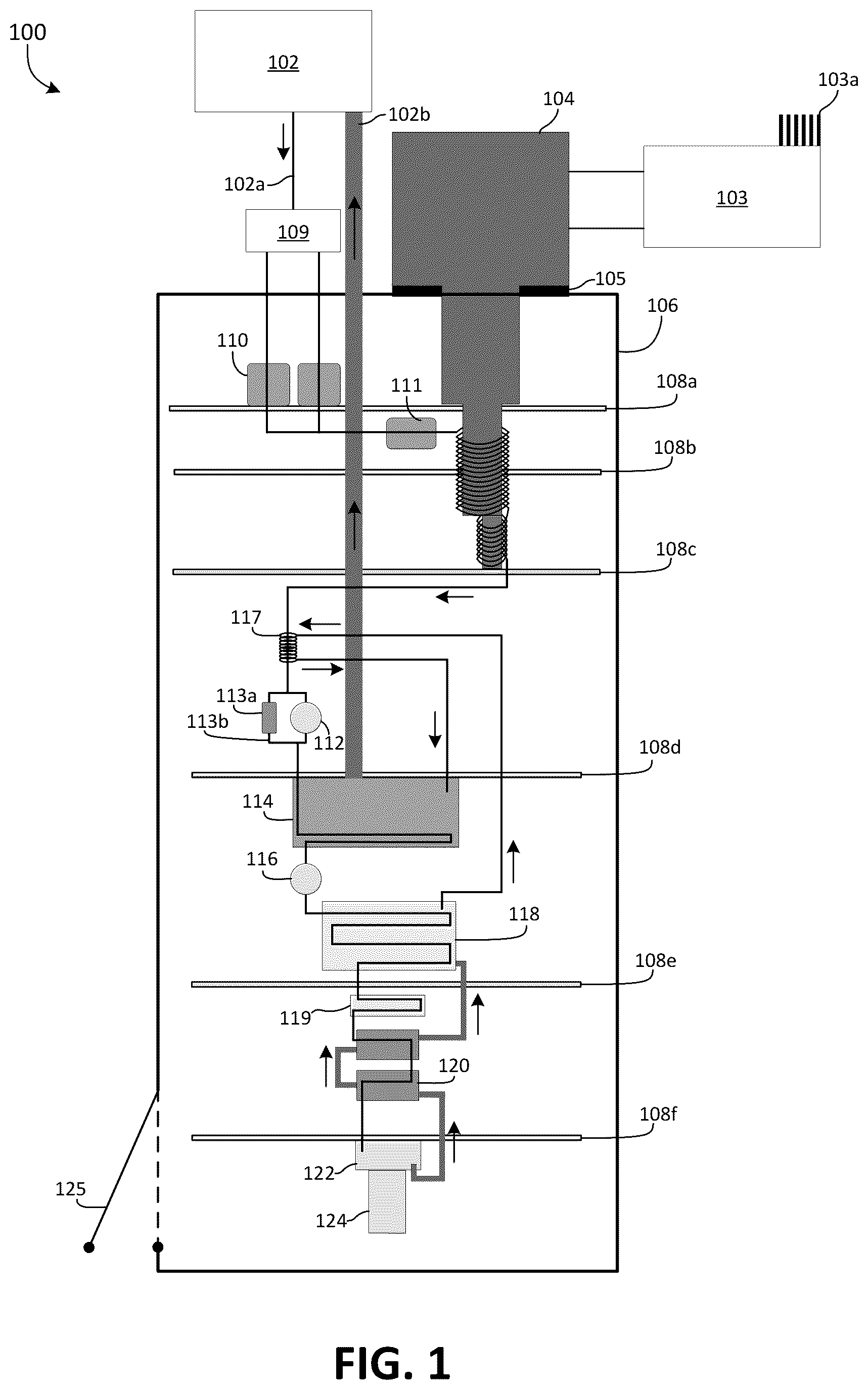 Patent US12313320 — Integrated dilution refrigerators — Figure 1