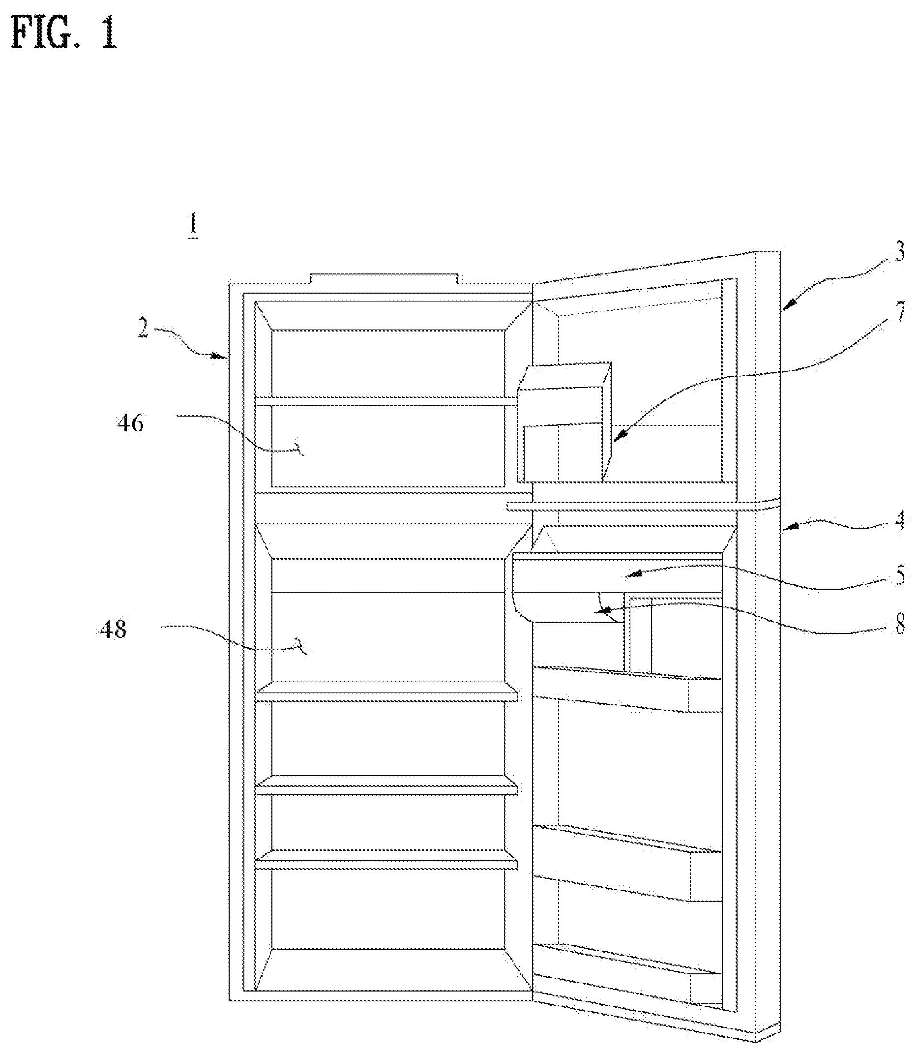 Patent US12313323 — Refrigerator — Figure 1