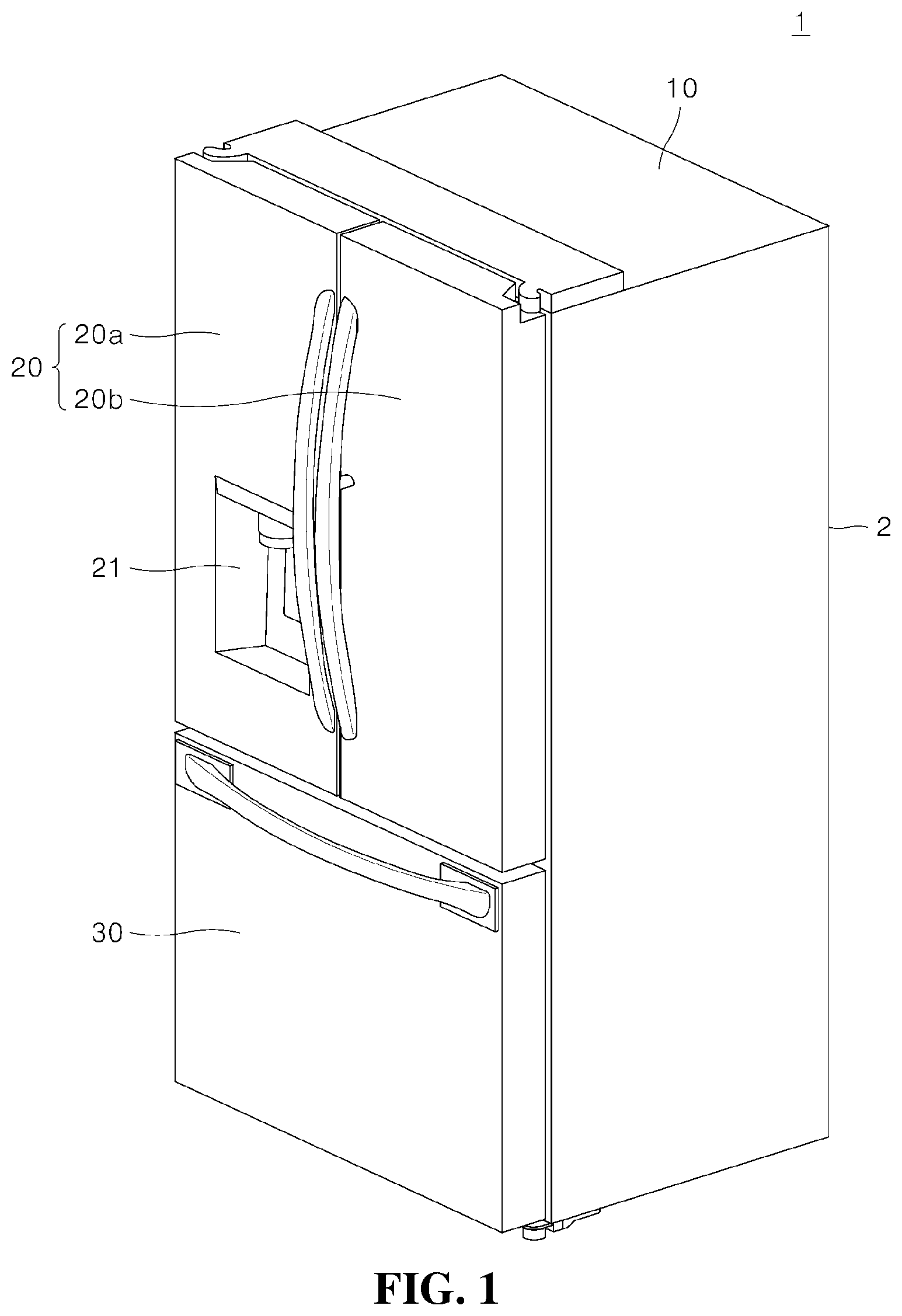 Patent US12313326 Figure 1 – Refrigerator