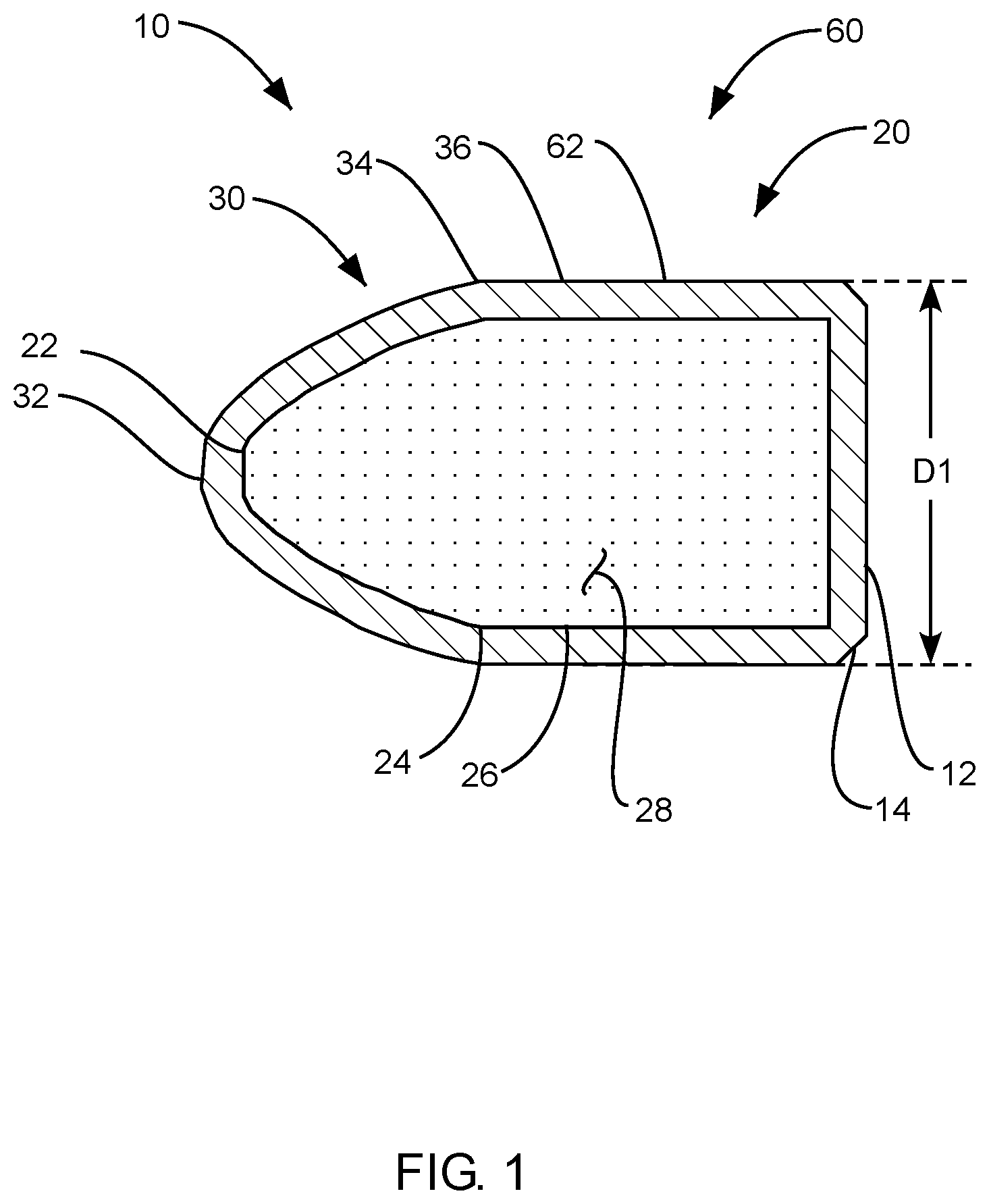 Patent US12313358 — Sub-mass projectile for a firearm — Figure 1