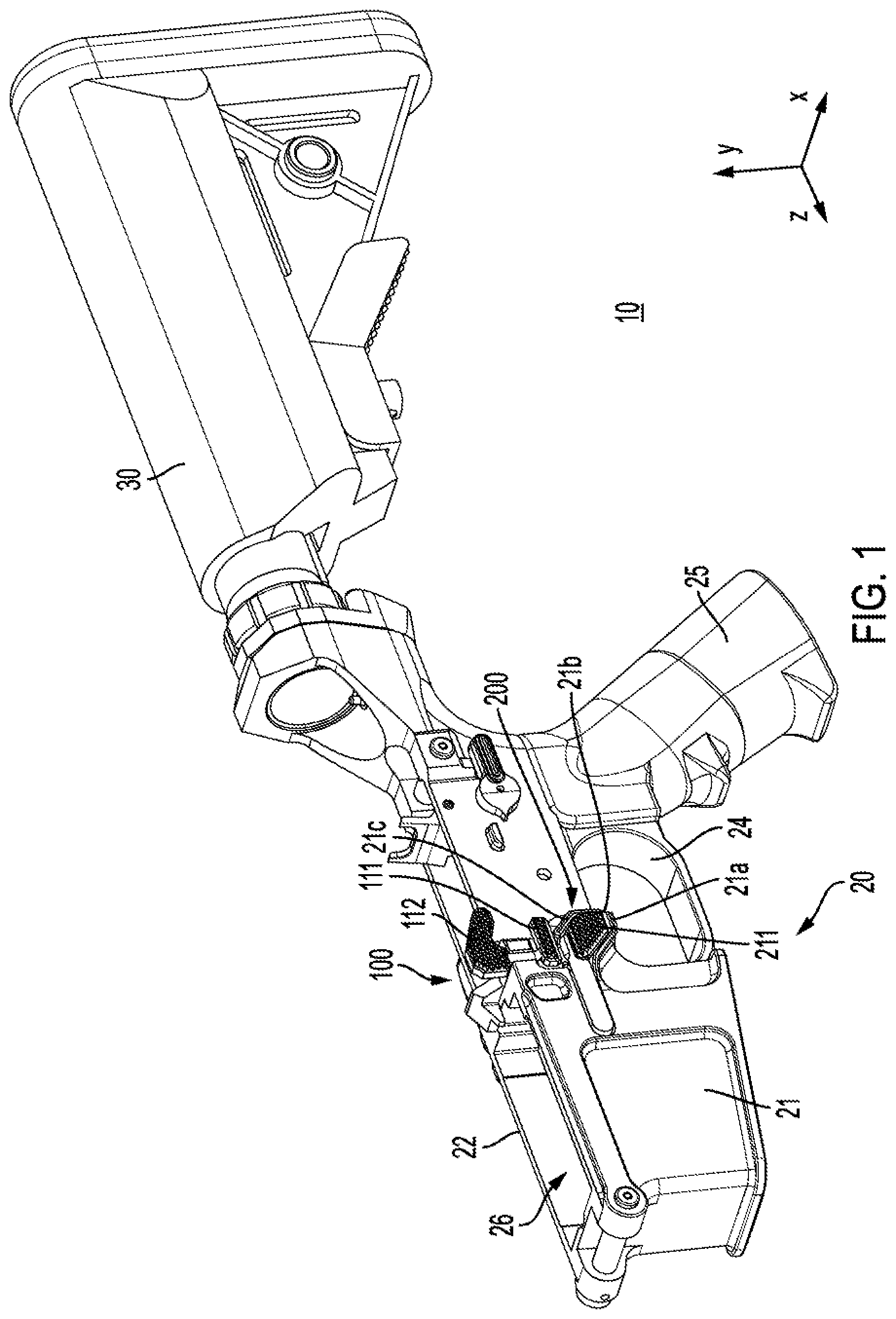 Patent US12313366 — Ambidextrous firearm controls — Figure 1