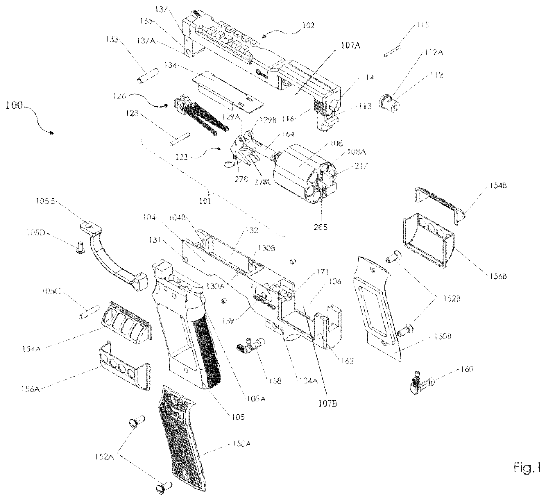 Patent US12313375 — Open frame revolver with changeable drum — Figure 1