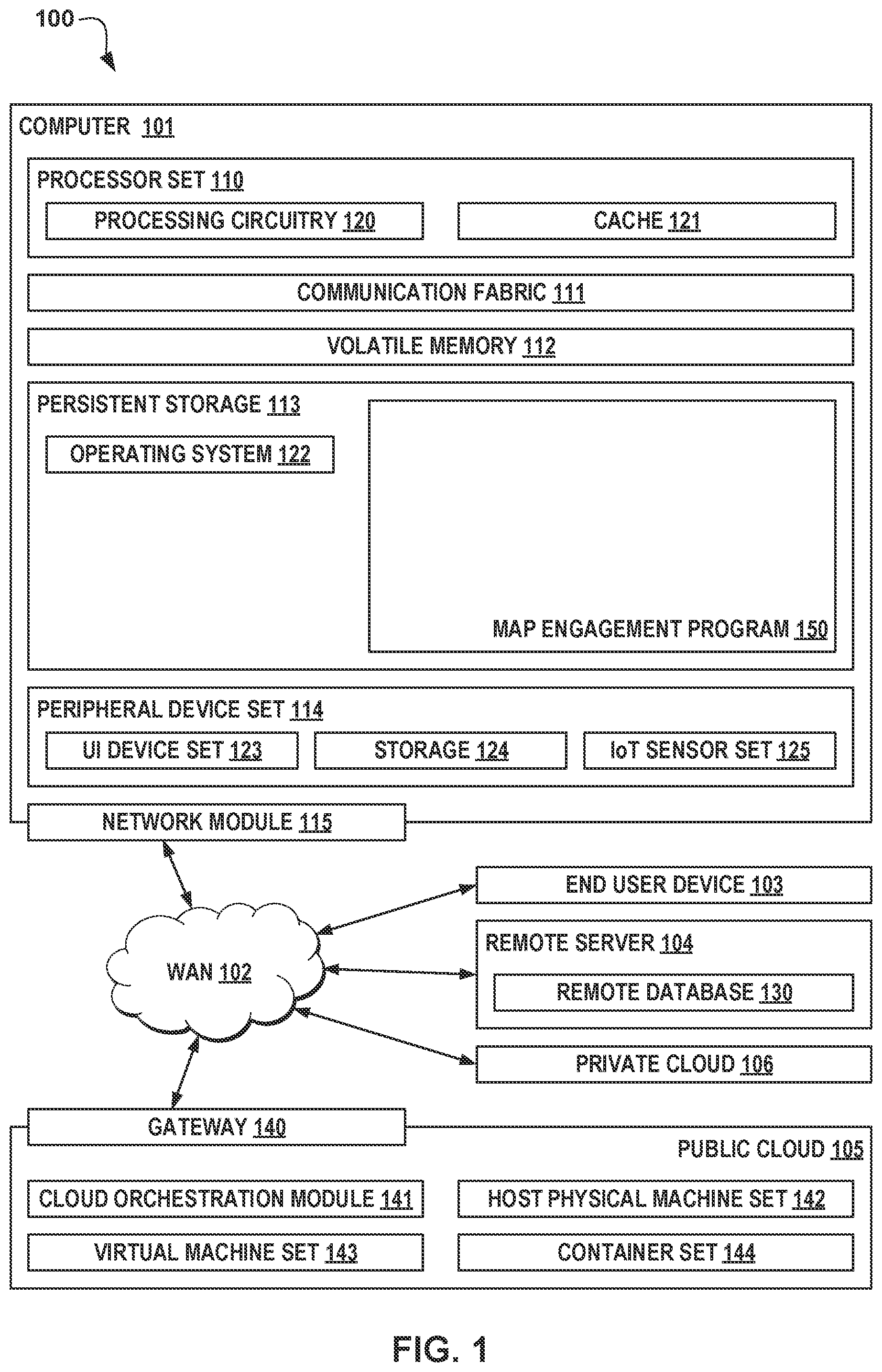 Patent US12313422 Figure 1 – Electronic map engagement for effective vehicle-to-infrastructure network