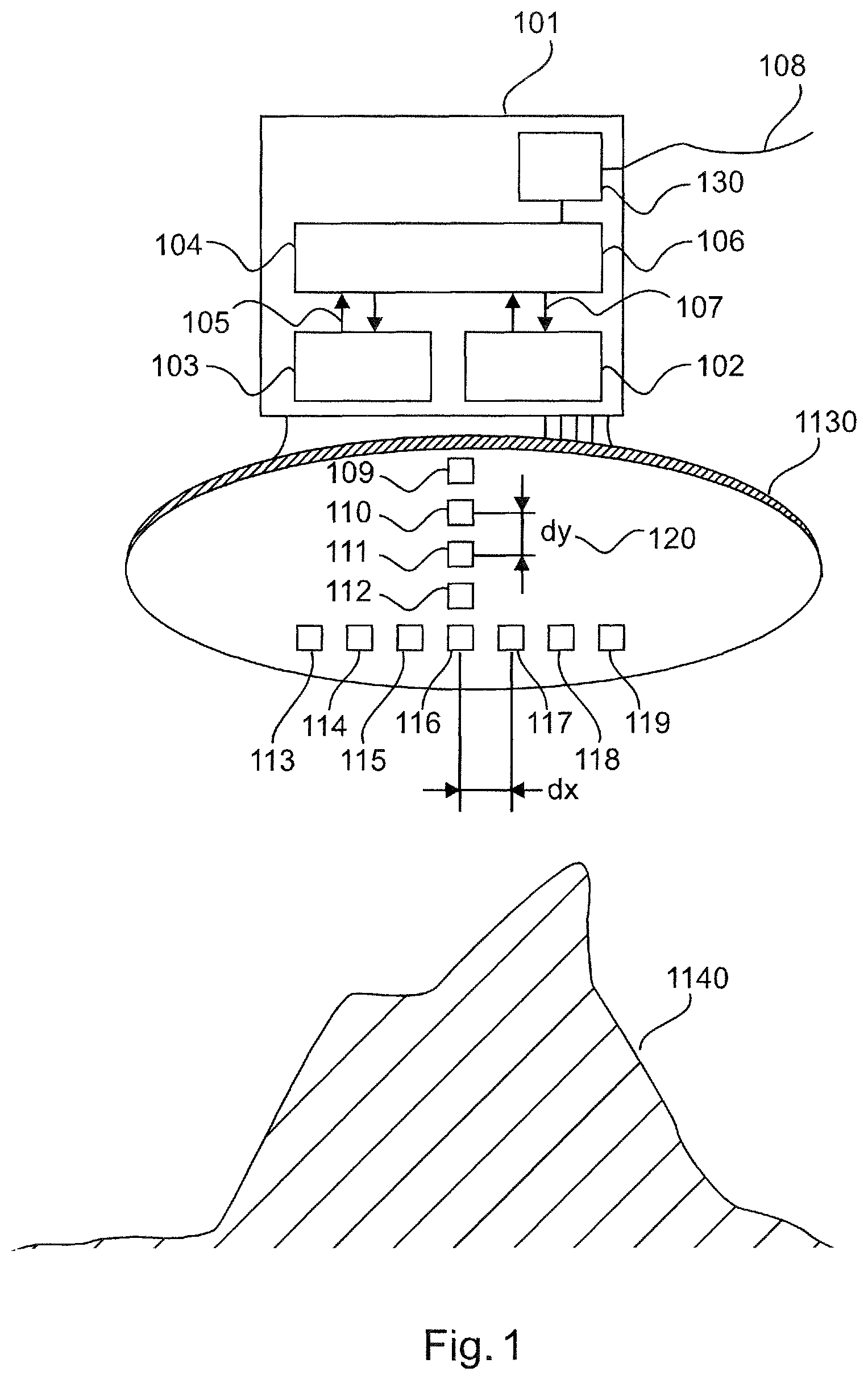 Patent US12313438 — Radar fill level measurement device with a radar system-on-chip — Figure 1