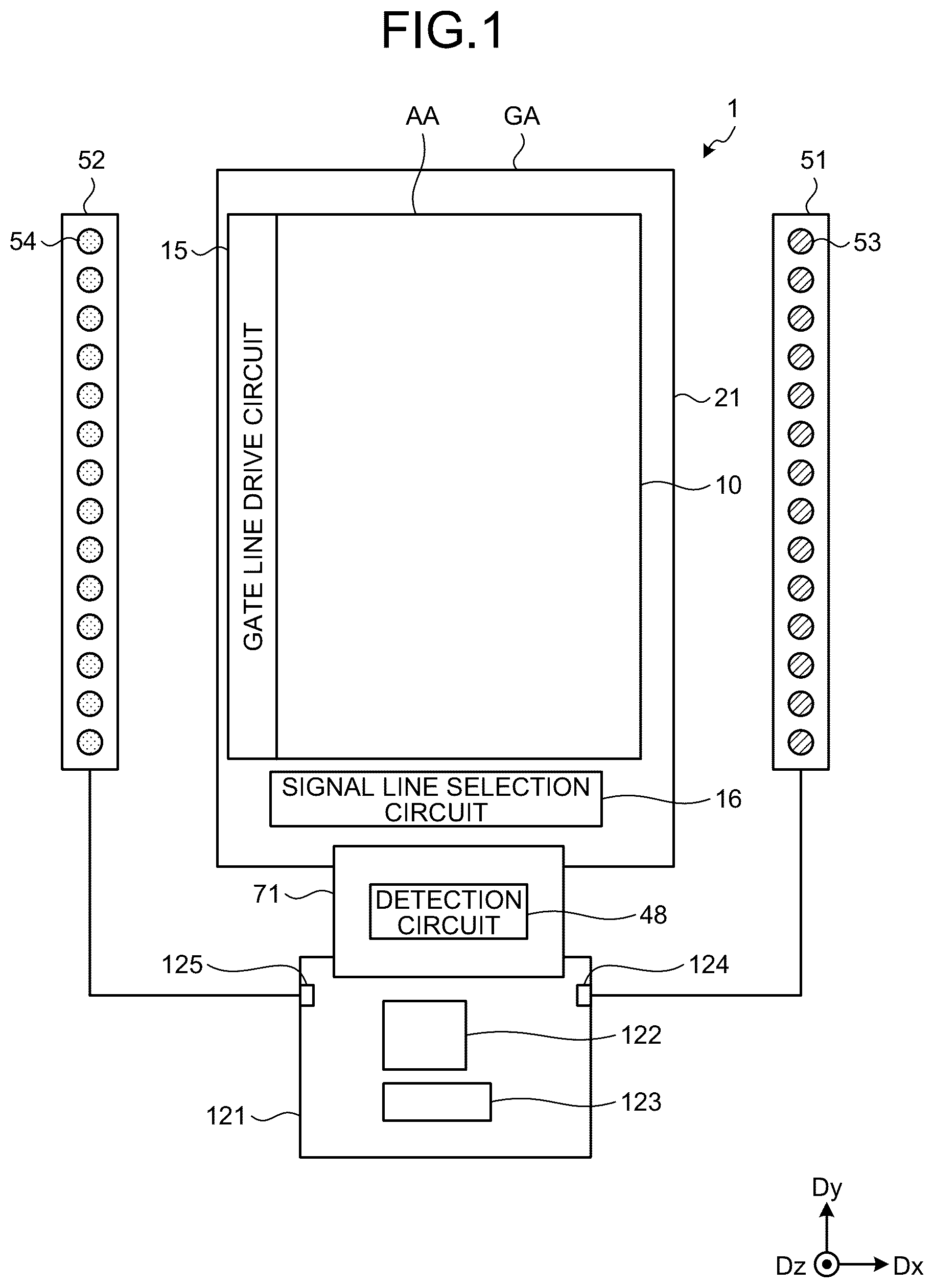 Patent US12313460 Figure 1 – Detection device comprising photodiodes with stacked organic semiconductor layers