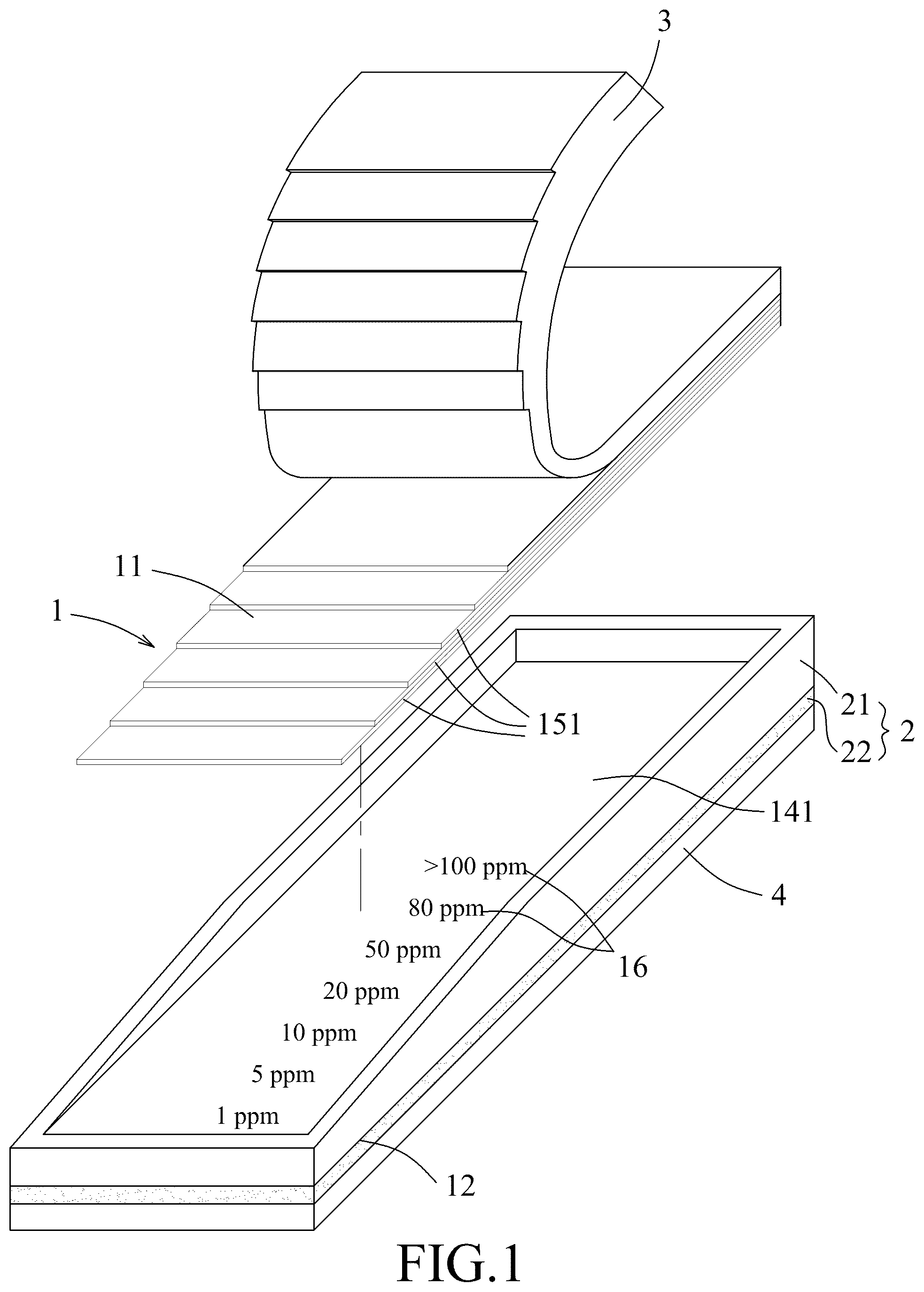 Patent US12313557 Figure 1 – Formaldehyde detecting device