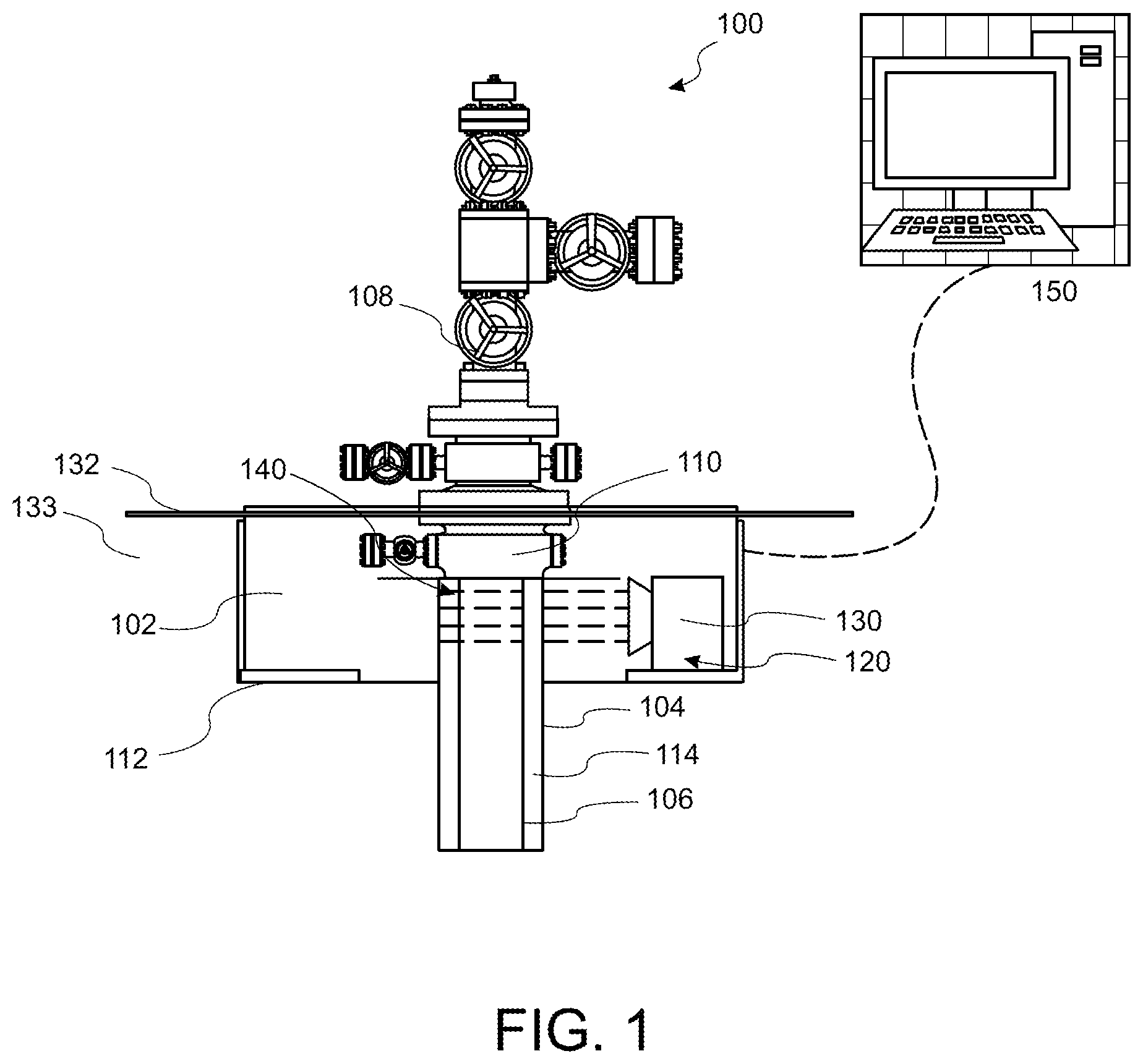 Patent US12313571 Figure 1 – Wellhead landing base inspection utilizing x-rays