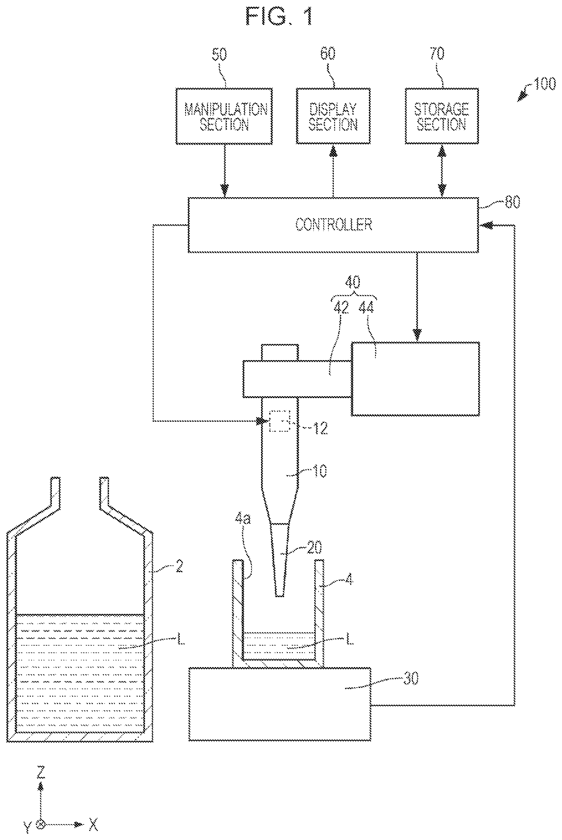 Patent US12313644 — Dispensing device and dispensing method — Figure 1