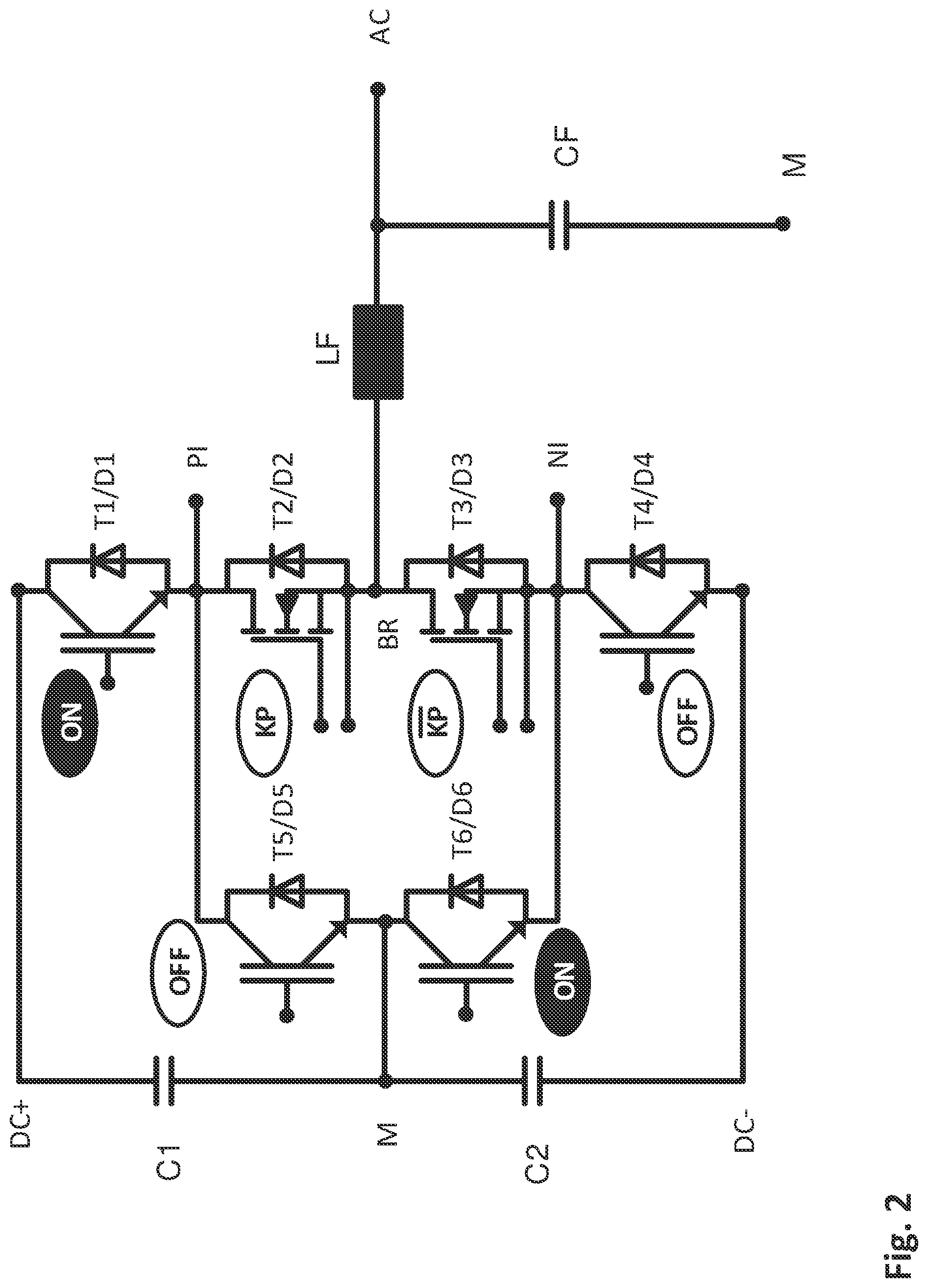 Patent US12313698 Figure 2 – Method for self-testing of a phase of a 3-level ANPC converter with LC filter