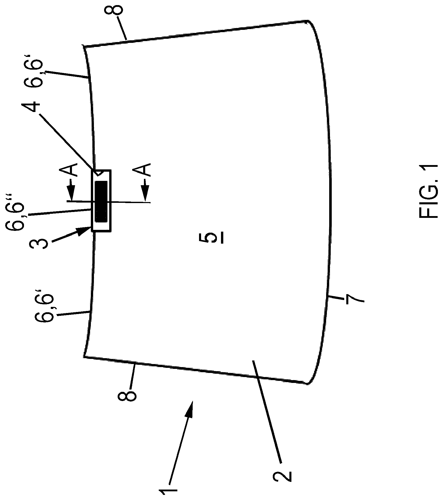 Patent US12313778 — Vehicle window with integrated sensor module — Figure 1