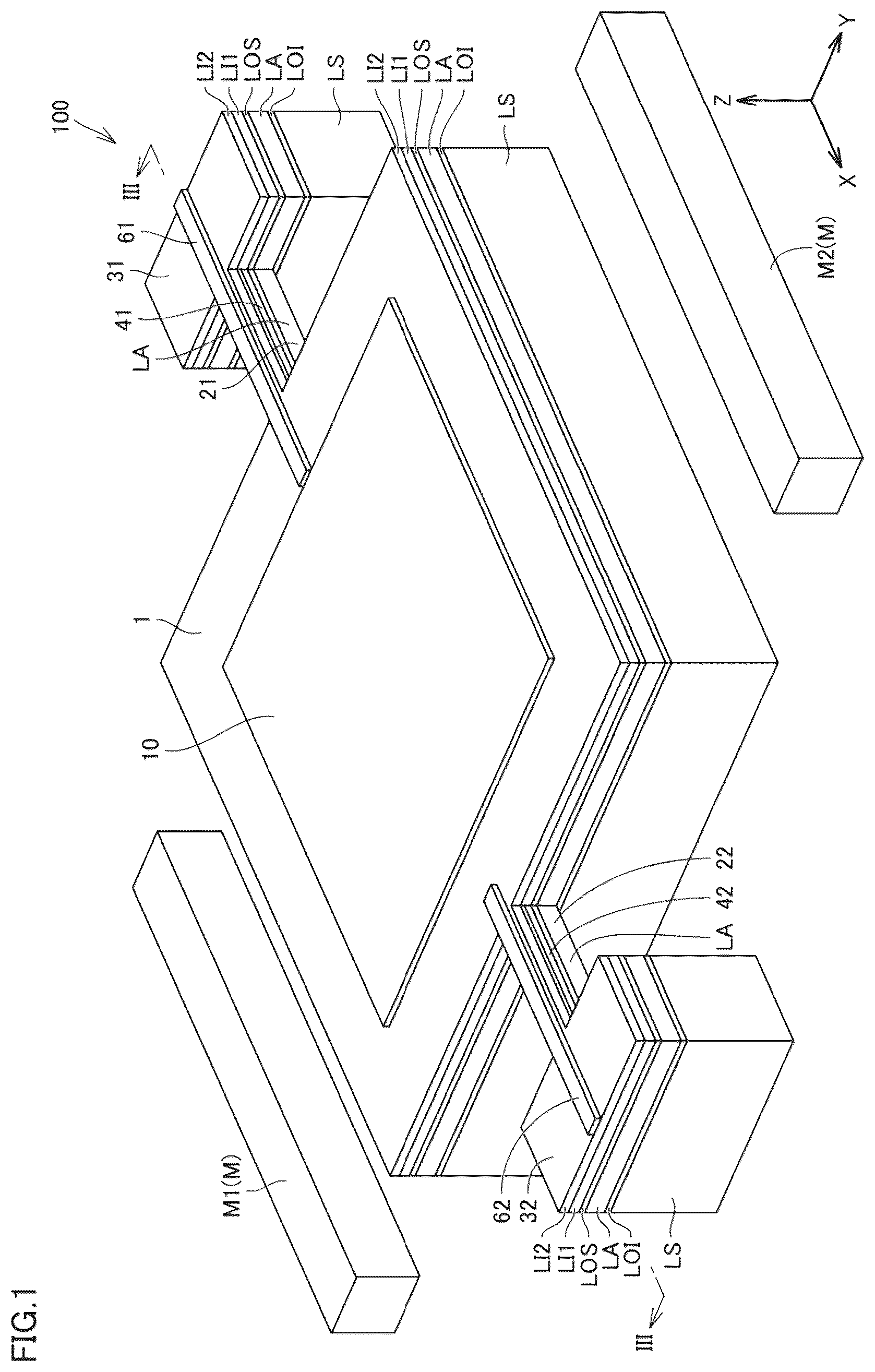 Patent US12313840 — Optical scanning device, distance measuring device, and method for manufacturing optical scanning device — Figure 1